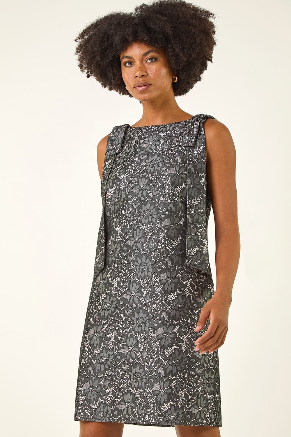 Roman Lace Bow Detail Stretch Dress