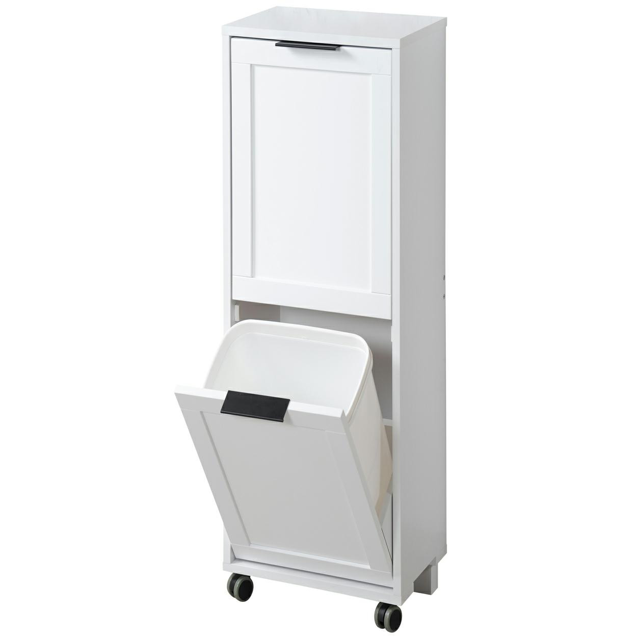 Szafka kuchenna segregacja śmieci 94x36x24 cm MDF biała na kółkach