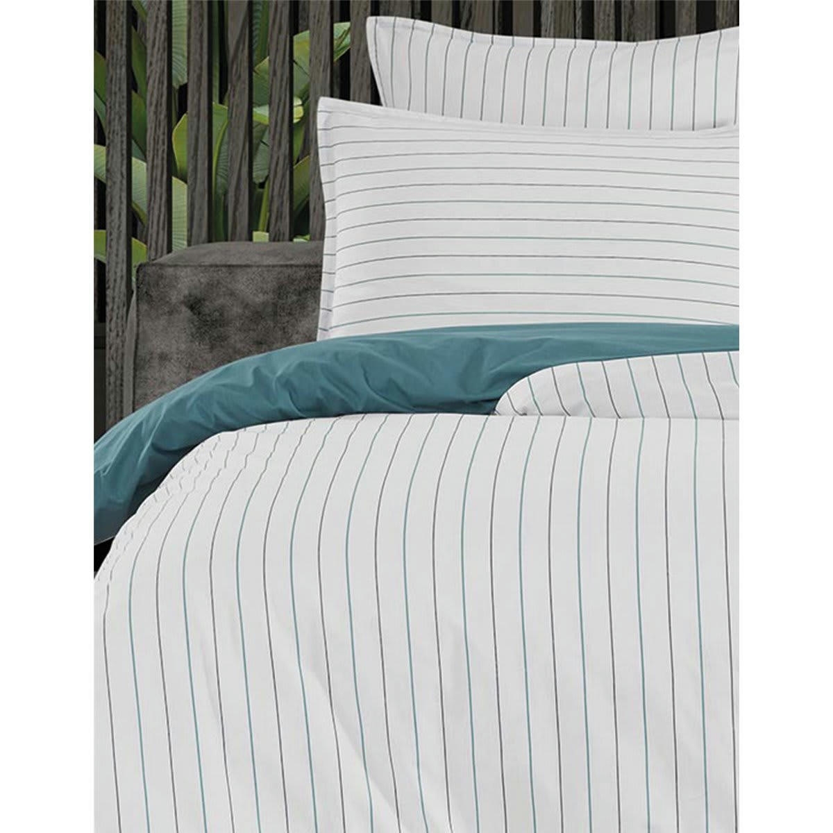 HOSSEGOR - Housse de couette en percale de coton  petrol 240x220 cm