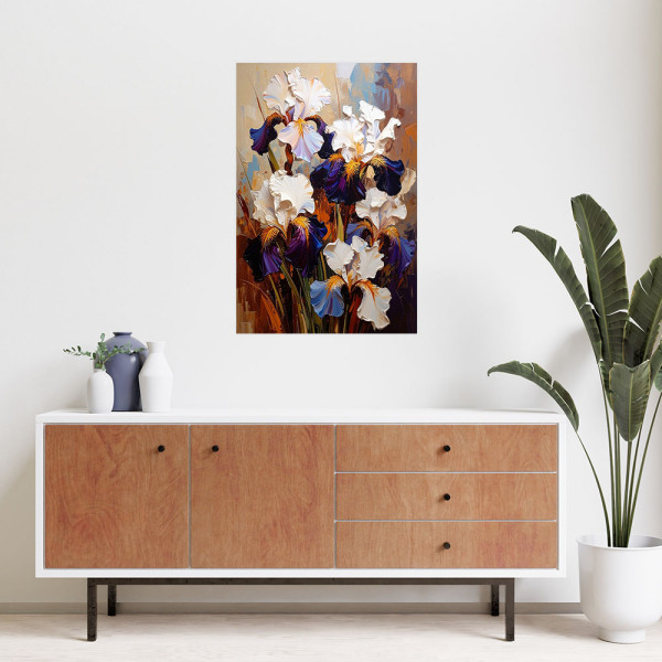 Naklejka na ścianę Feeby Irysy Kwiaty imitacja farby olejnej 20x30