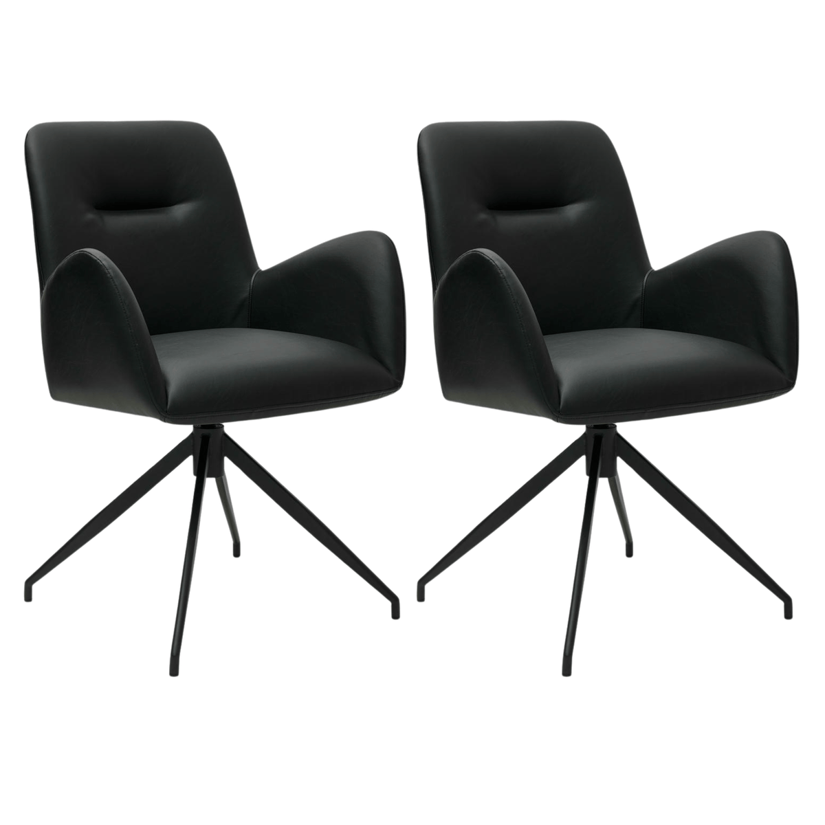 Furnhouse eetkamerstoelen armleuning Jennifer - Zwart - Kunstleer - Set van 2