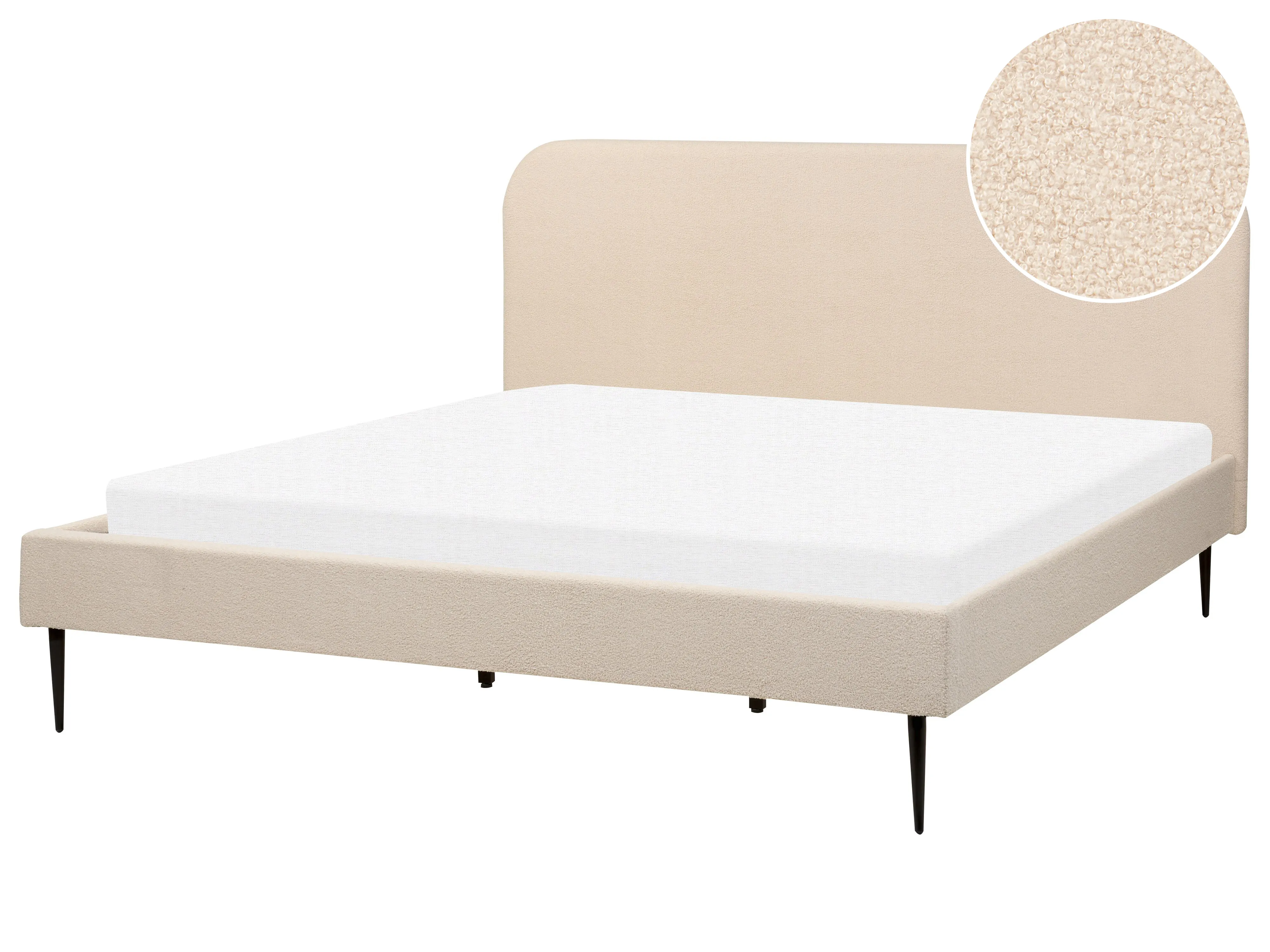 Bed Boucle FLAYAT 180 x 200 cm (EU Super King) Light Beige