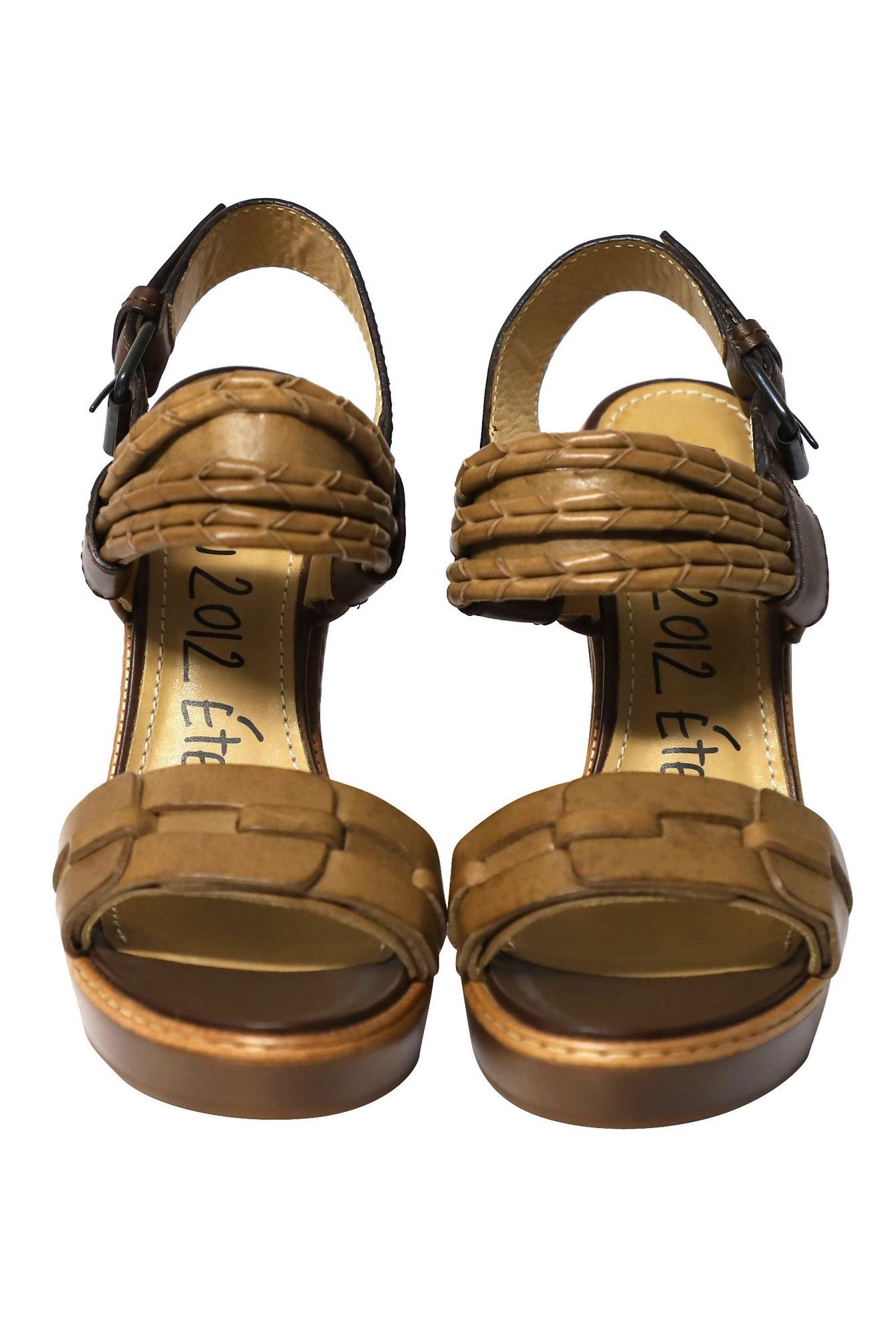 Lanvin Preloved Wooden Heels in Brown Leather