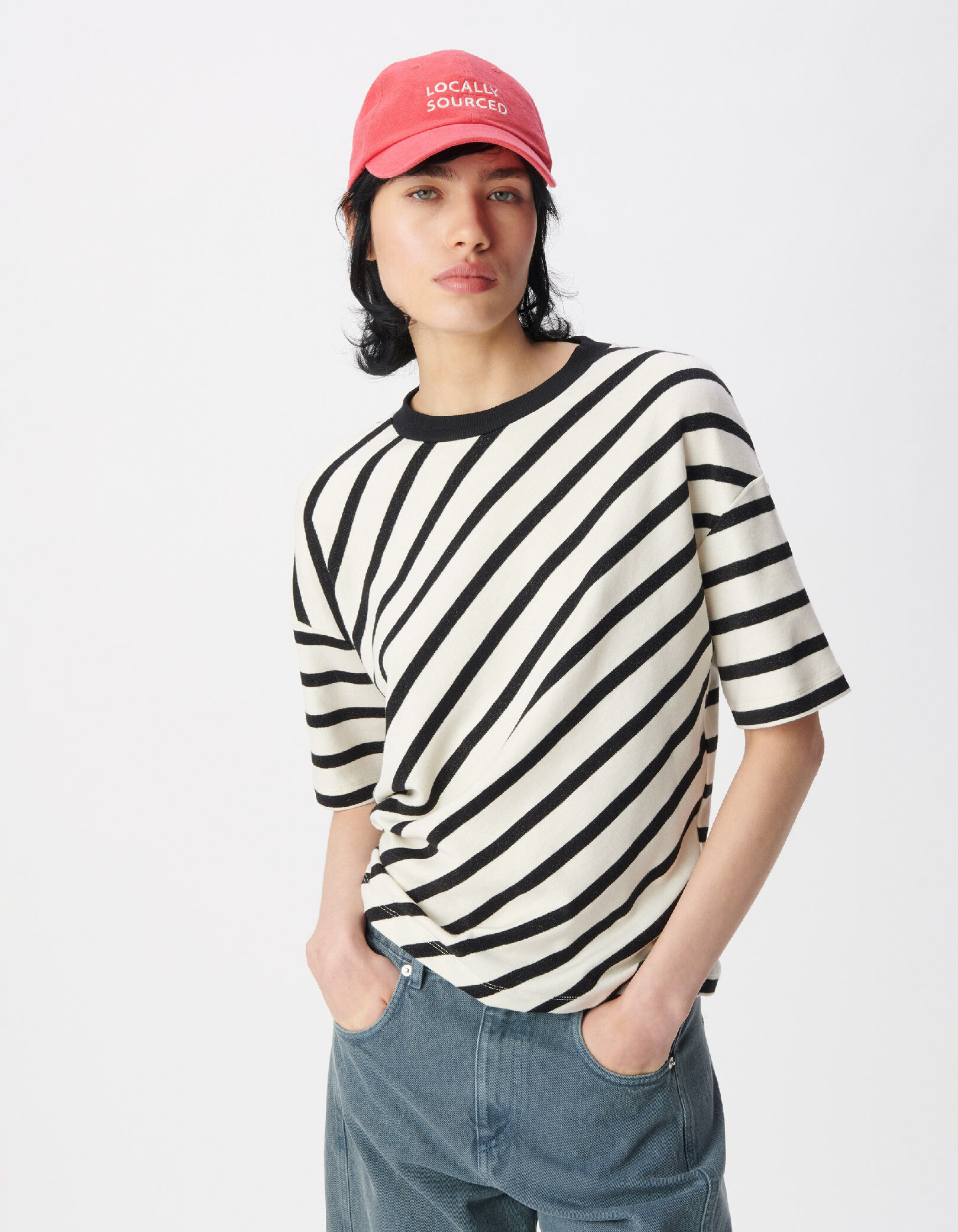 Tee-shirt marinière rayures pailletées Femme
