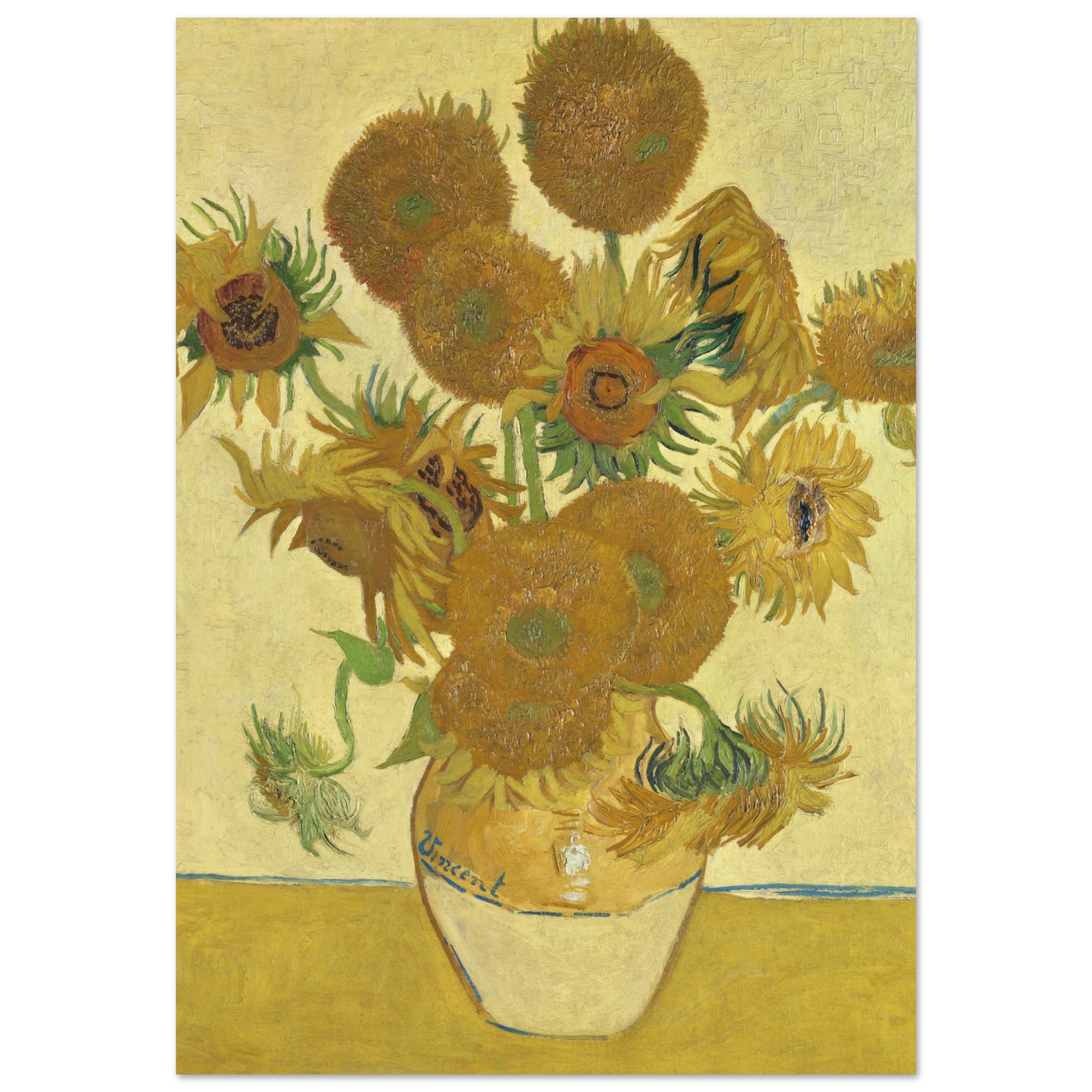 Poster Vincent van Gogh - Zonnebloemen (1888)  - 70x100 cm - Geel