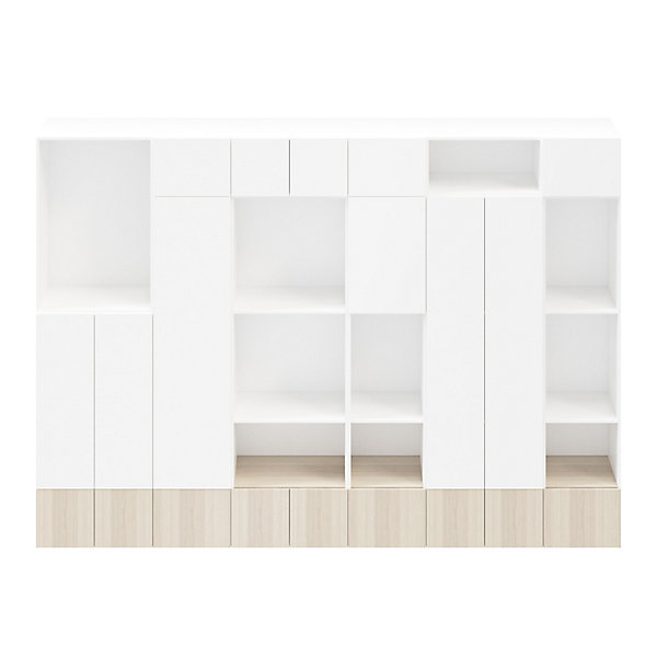 Meuble de rangement semi ouvert blanc et effet chêne GoodHome Atomia H. 262,5 x L. 375 x P. 47 cm
