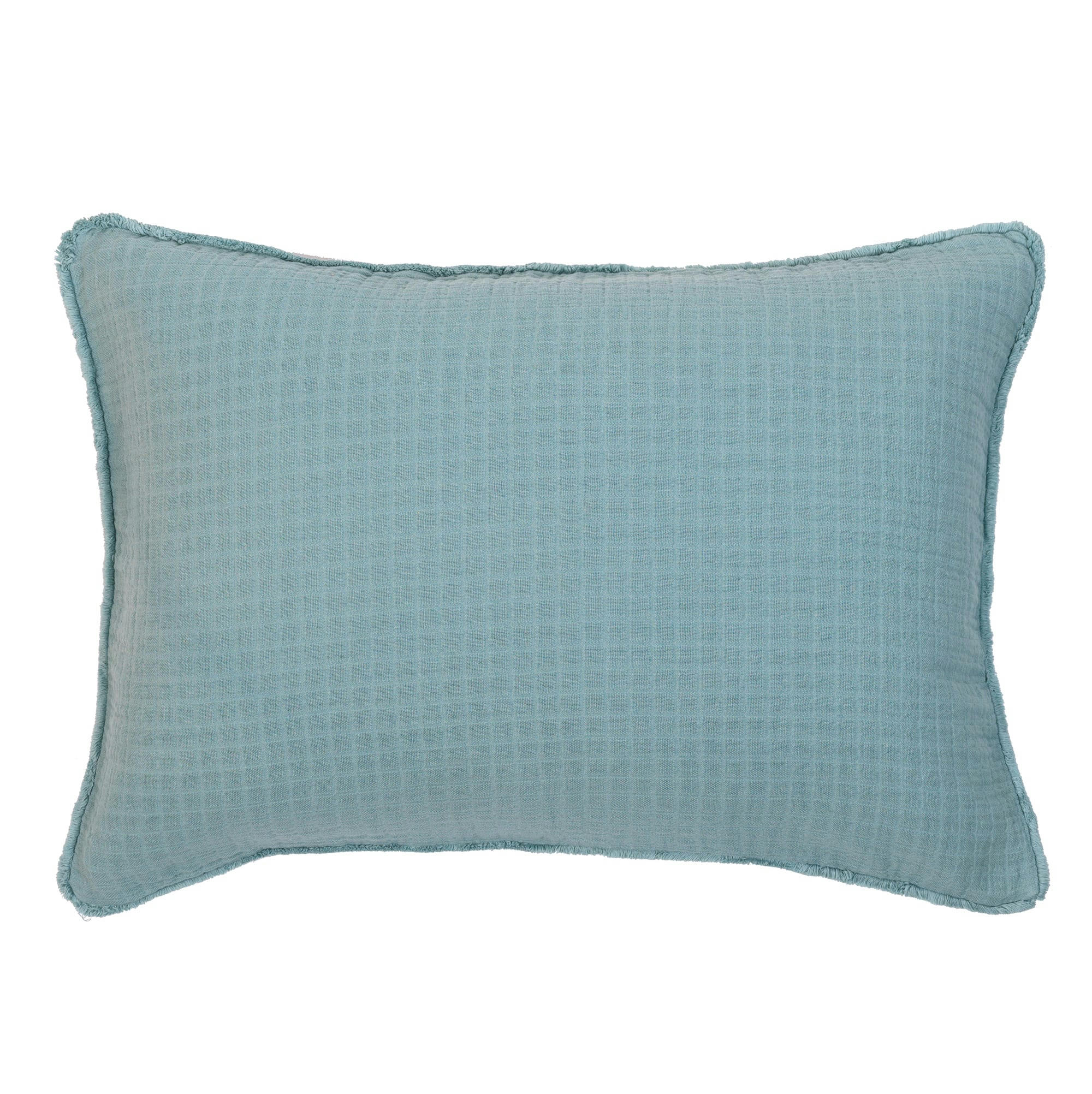 MINORQUE - Housse de coussin gaze de coton bleu minéral 50X70 CM