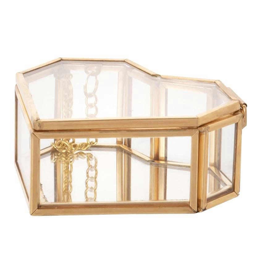 AMORE - Boîte à bijoux cœur en verre avec arêtes dorées