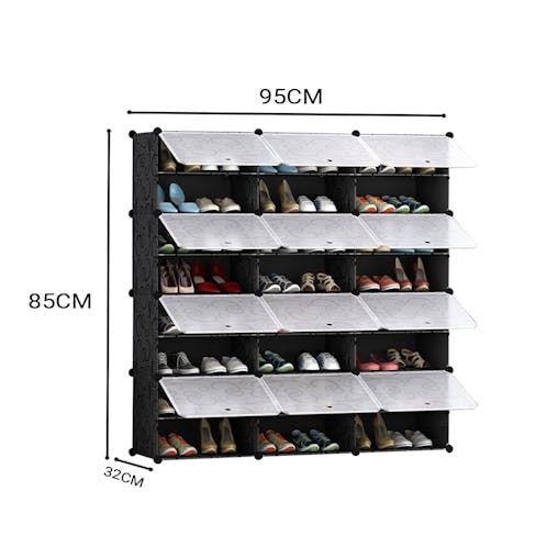 SOGA 8 Tier 3 Column Shoe Rack Organizer Sneaker Footwear Storage Stackable Stand Cabinet Portable Wardrobe with Cover
