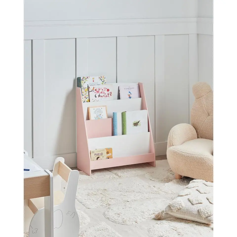 LILOET - Boekenkast met 4 planken - Pastelroze - Hout