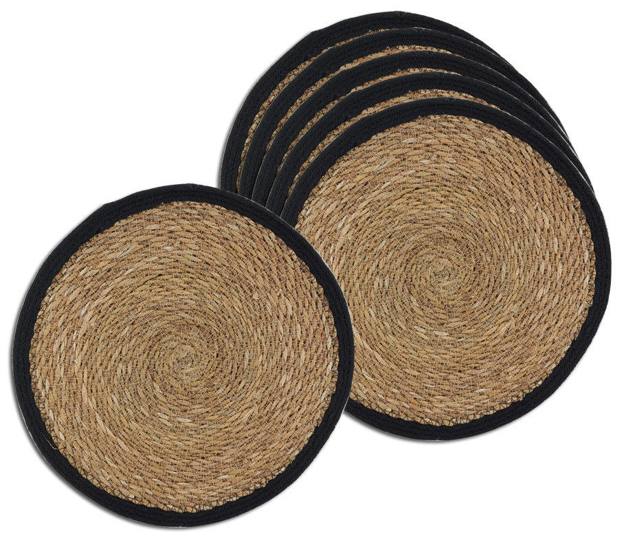 - Sets de table ronds en jonc naturel et jute teinté (lot de 6) naturel