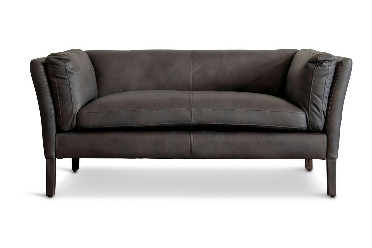 HAMAR - Canapé 2 places en cuir pleine fleur gris