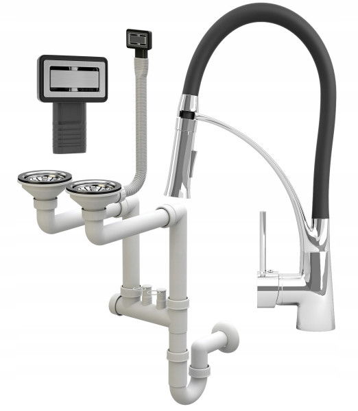 Bateria Nexo   syfon prostokątny chrom manual 2kom