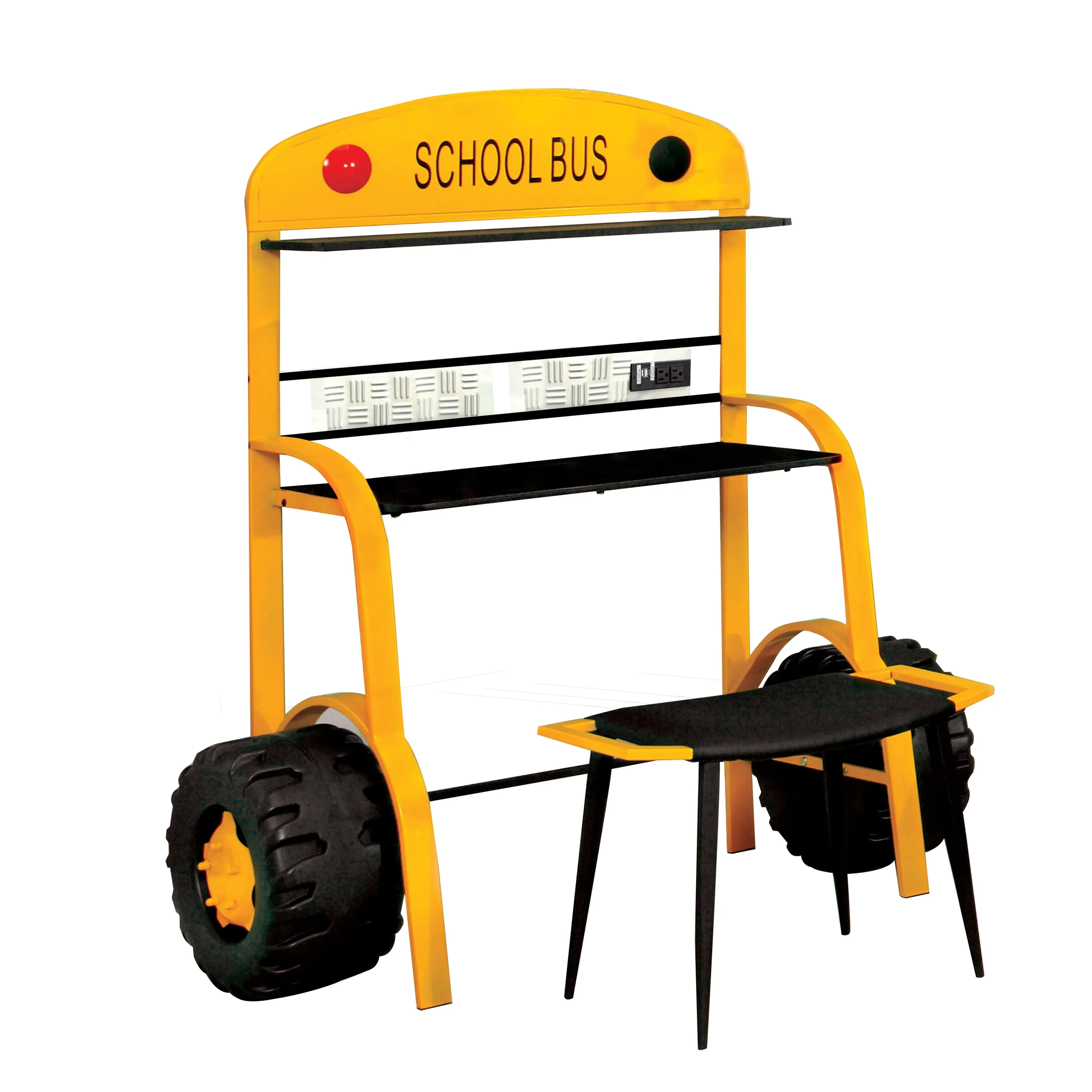 Netz Modern Yellow Metal 2-piece Workstation Desk Set with USBs and Power Outlets by Furniture of America