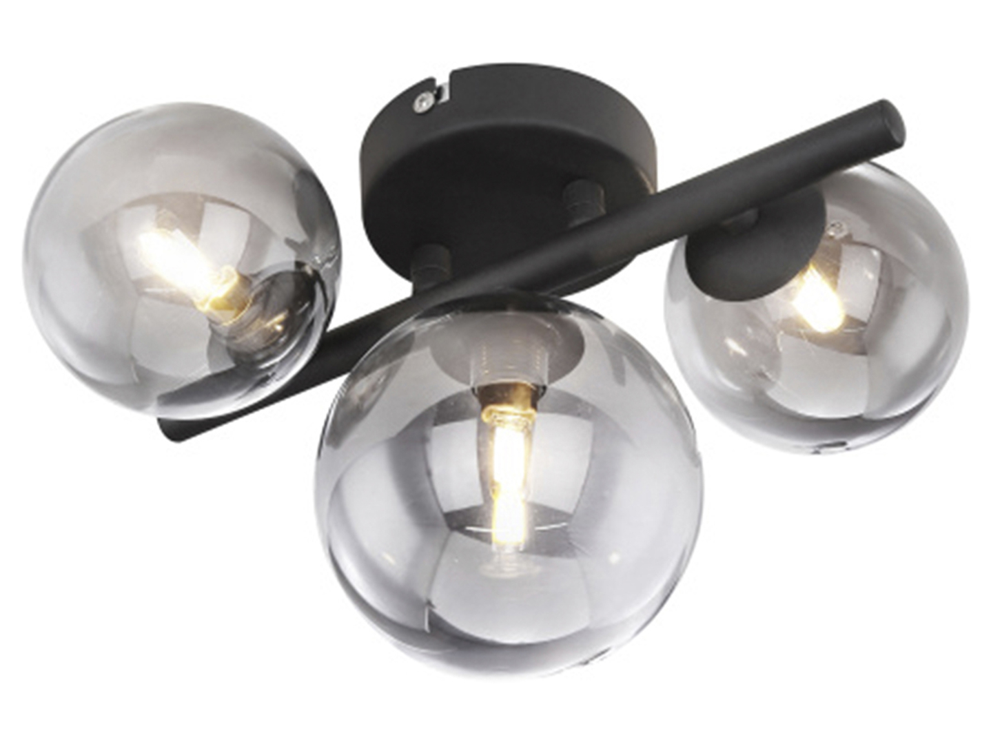 Lampa sufitowa Jonda 3-punktowa metalowo-szklana srebrno-czarna