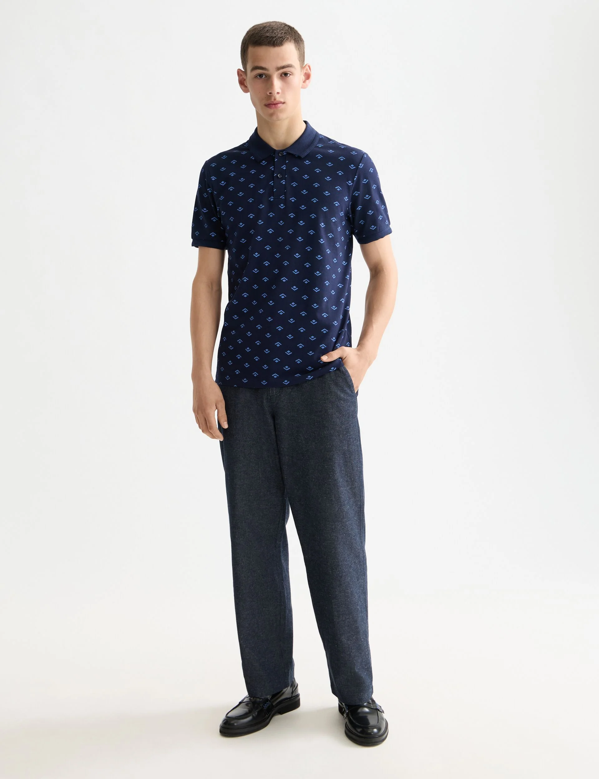 Micro allover print jersey regular fit polo