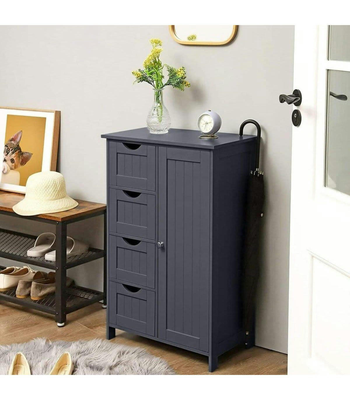 - Petite commode 4 tiroirs et 1 porte - L55 cm