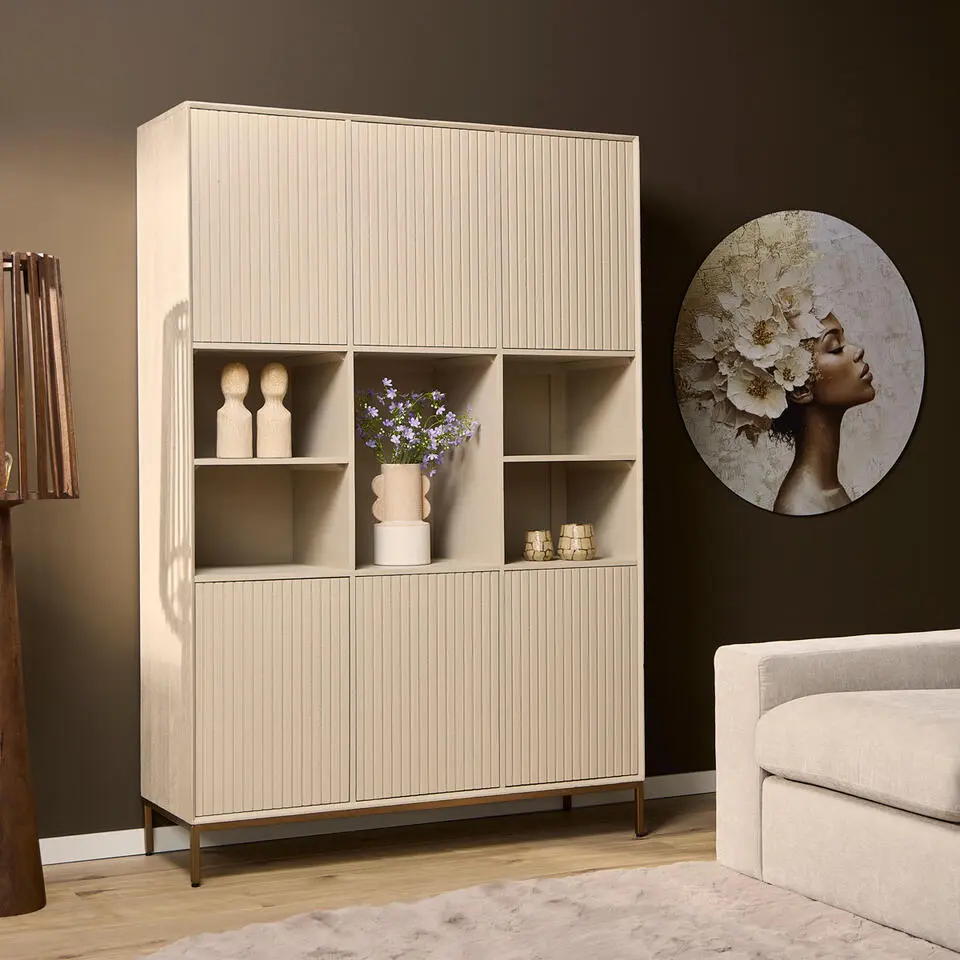 Vakkenkast Zandkleur Hout - 135x45x200cm - Madison XL