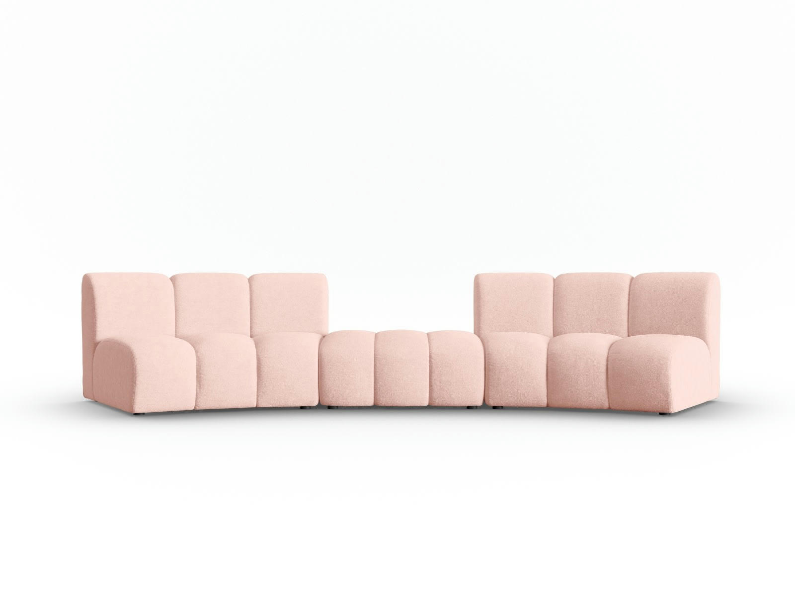 LUPINE - Canapé arrondi 5 places en tissu chenille rose