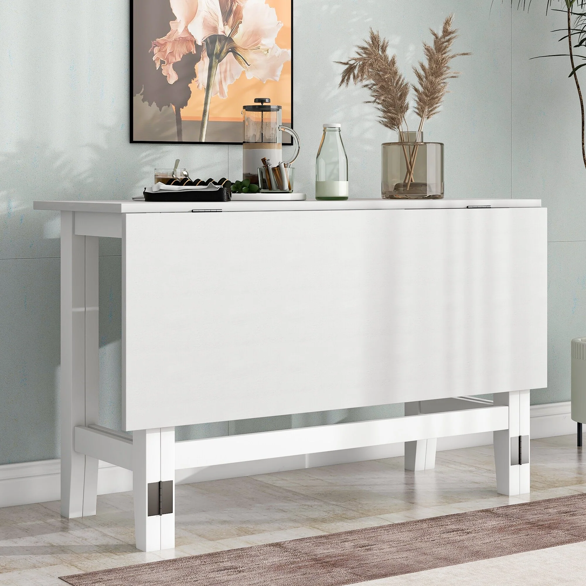 Roomfitters Farmhouse Extendable Dining Table with Drop Leaf for Small Spaces