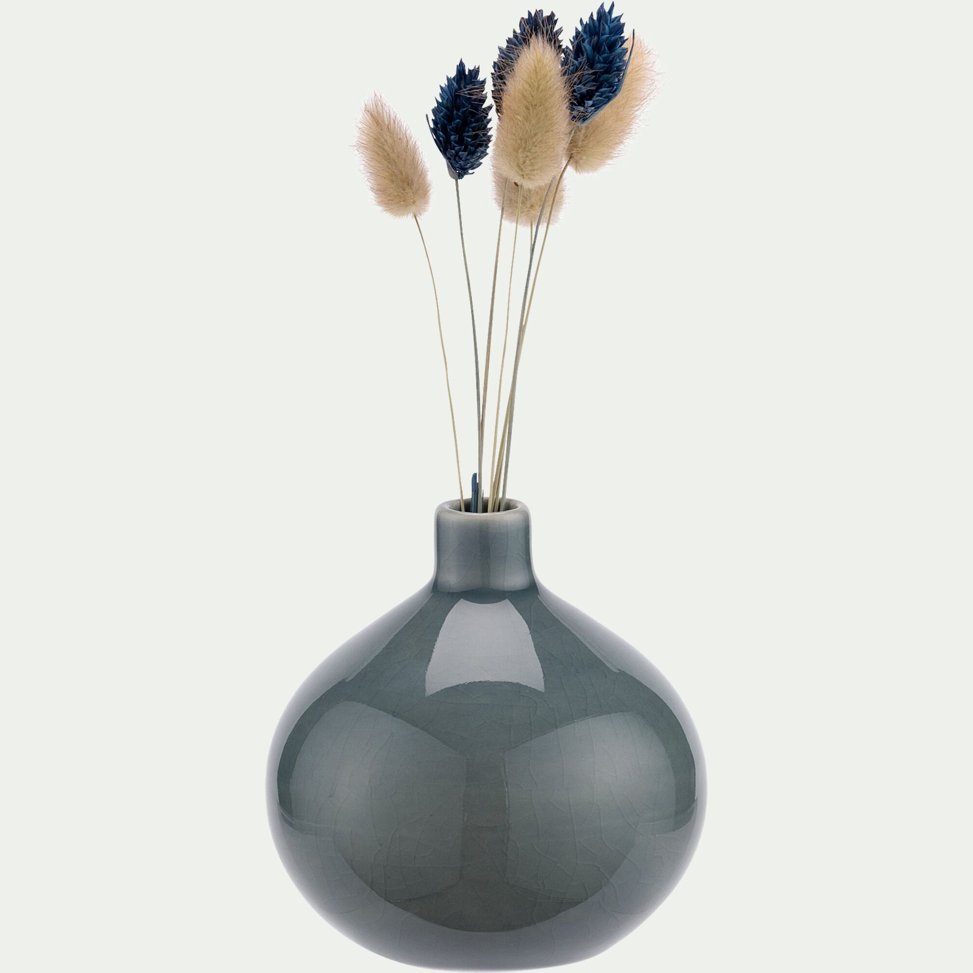 ROVIGO - Vase boule en grès 11cm - bleu