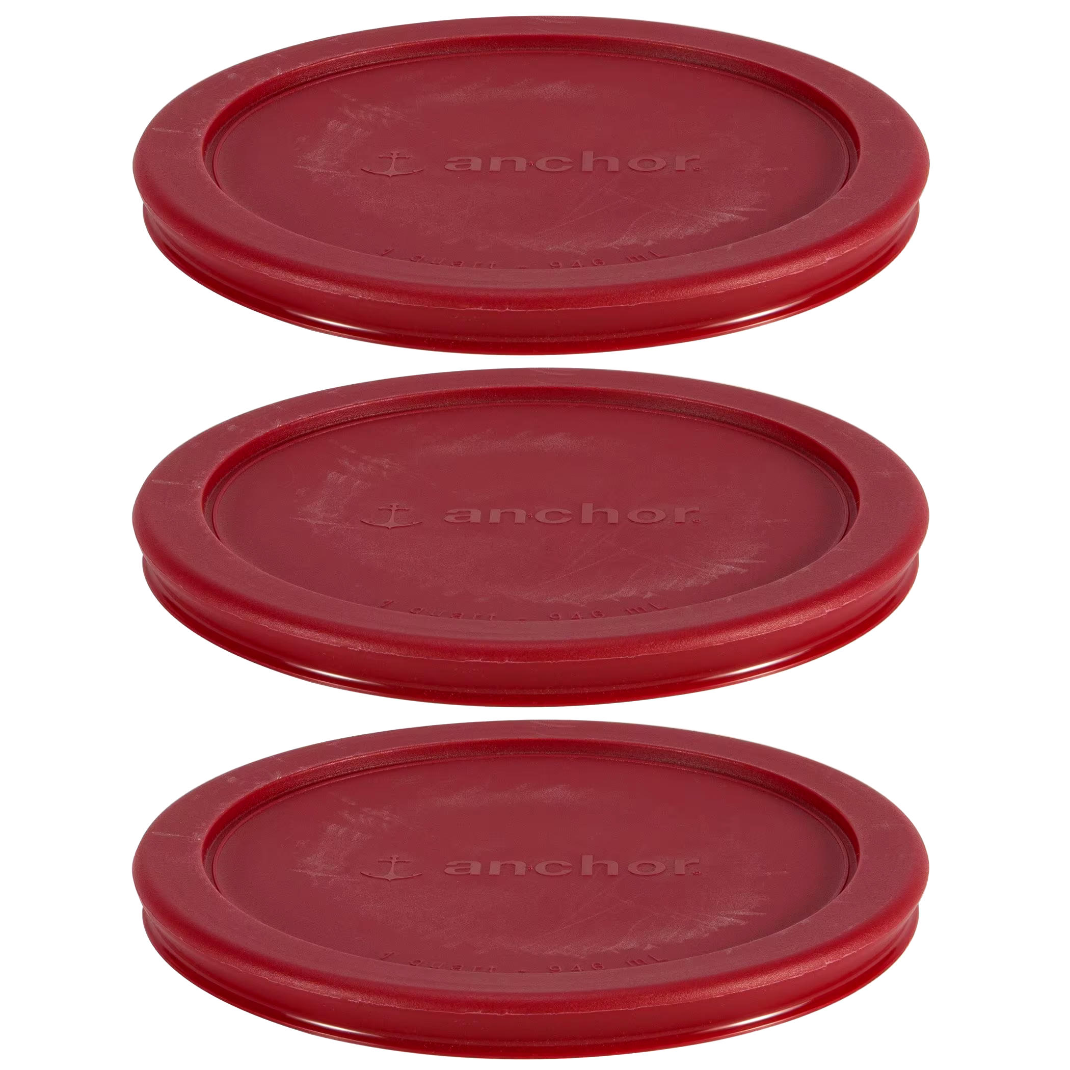 Anchor Hocking Plastic Lid Set, Red, 3-pc x 4-Cup