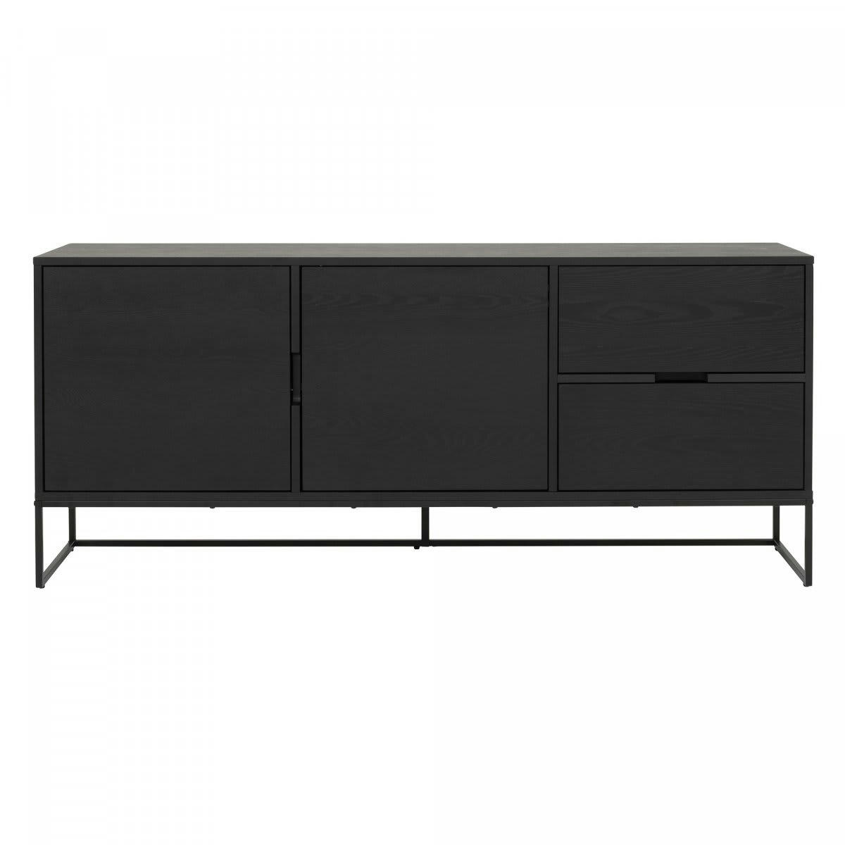 LOGO - Buffet bas 176 cm en bois et métal noir