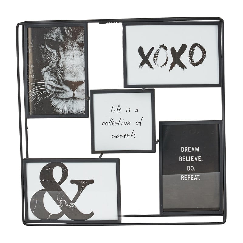 Collagelijst metaal - 5 foto's - 32x6x32 cm - zwart