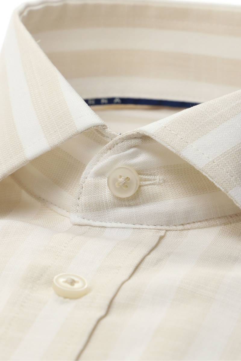 ETERNA Comfort Fit Tencel Hemd beige, Gestreift