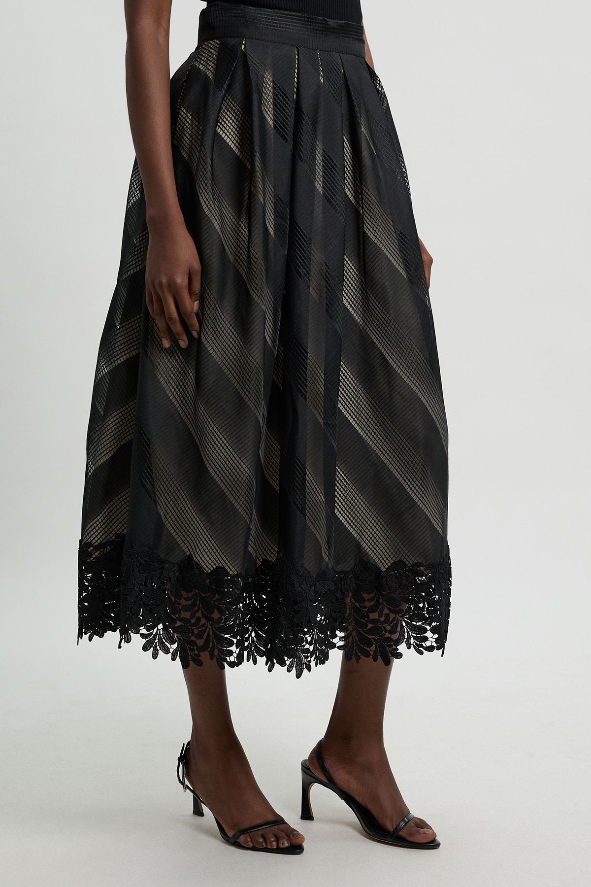 KarenMillen Textured Organza Mix Full Skirt