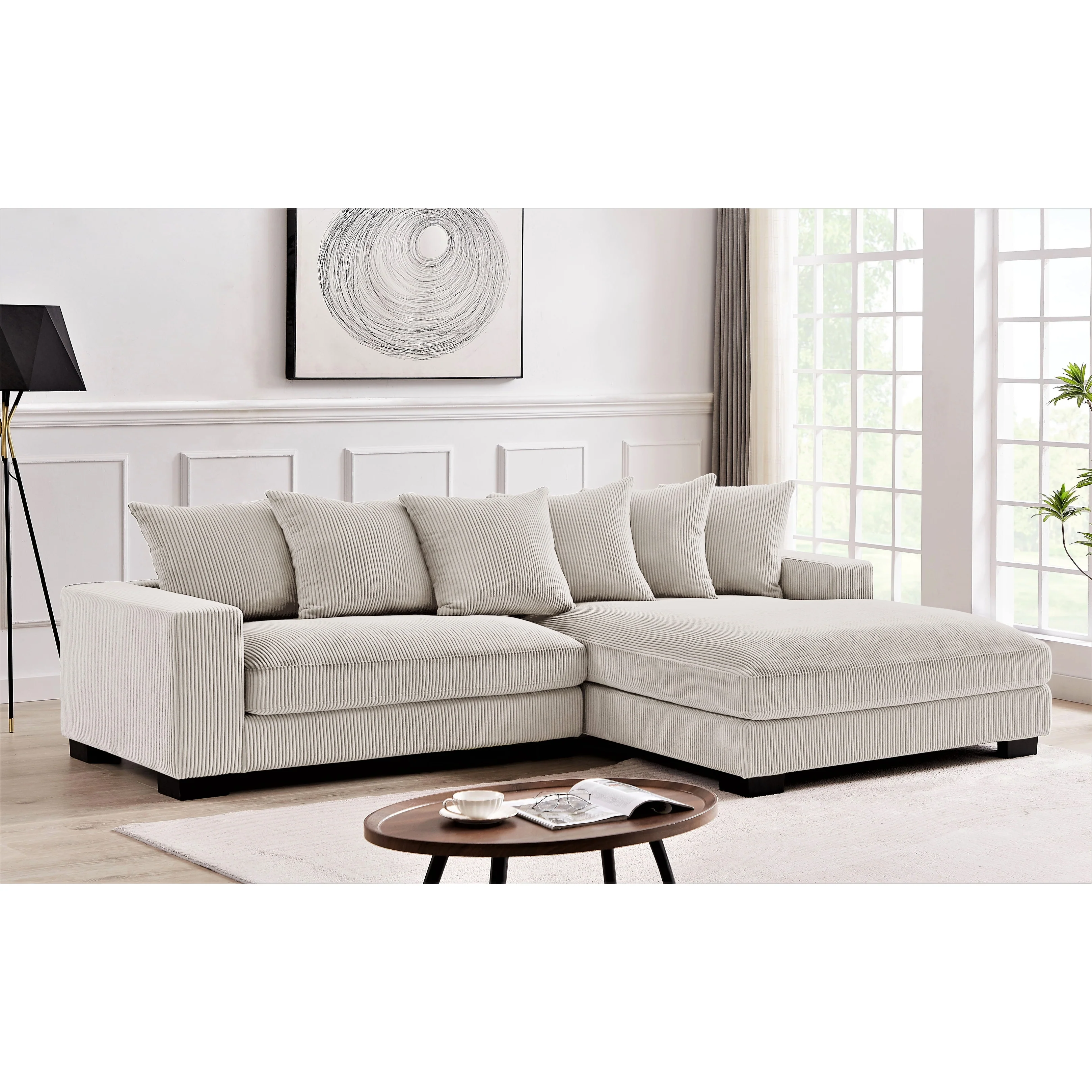 Us Pride Furniture Payan 102.4 Wide Corduroy L-Shape Sectional Sofa