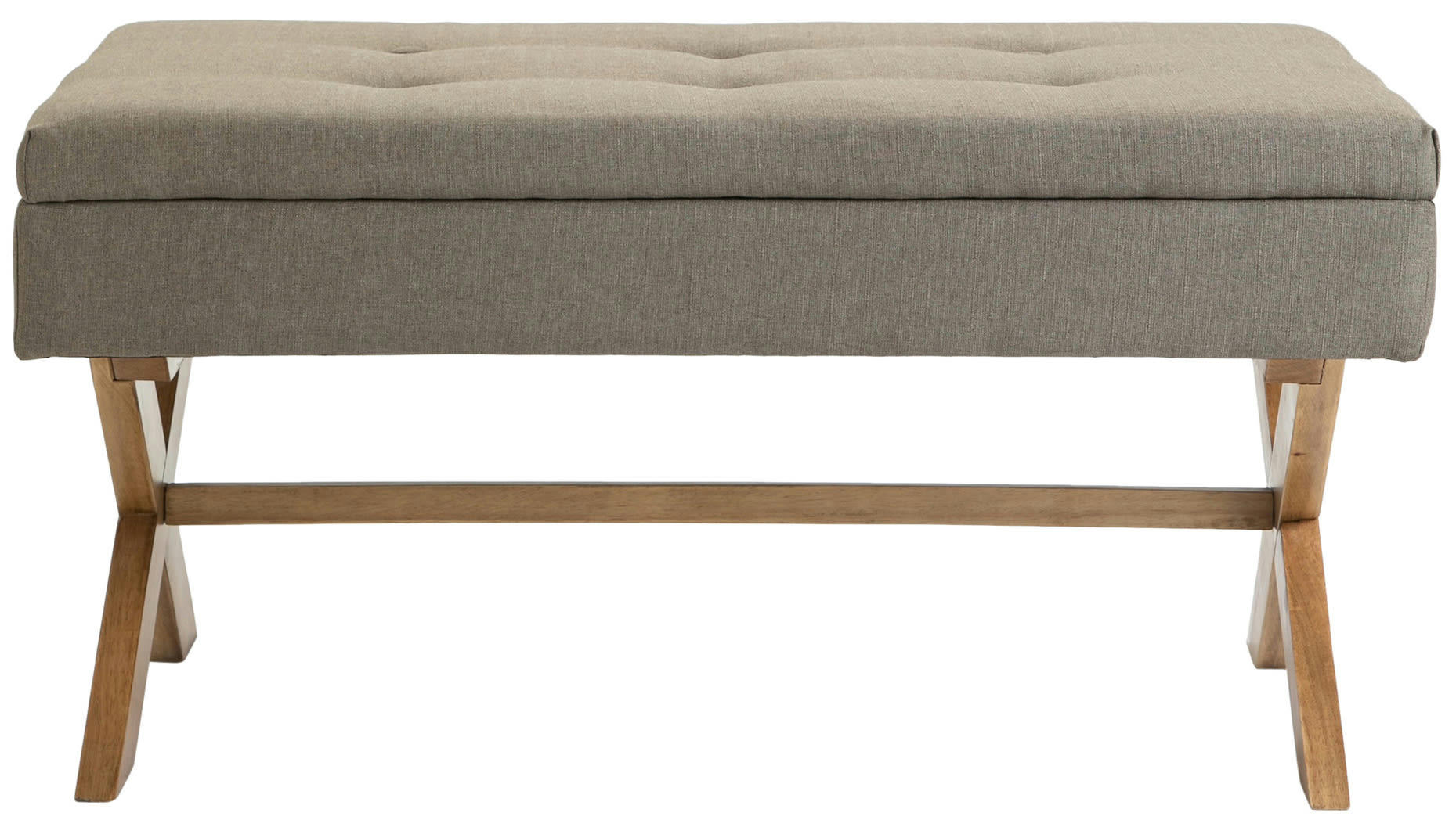 NAMARO - Banquette avec pieds en bois assise en tissu Taupe