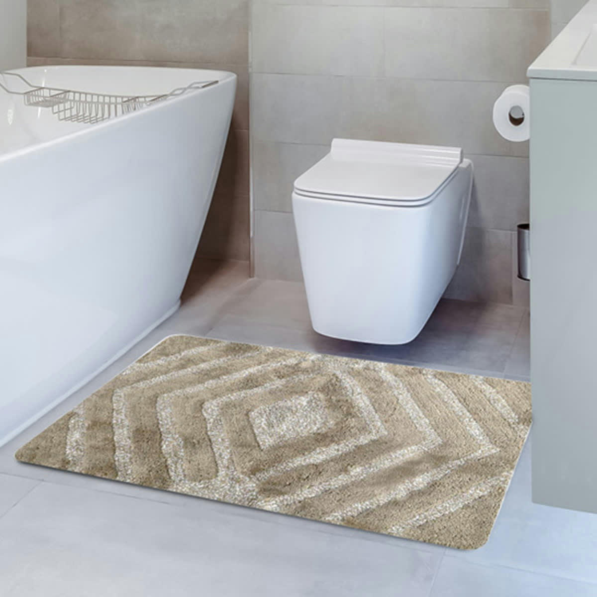 SAGO - Tapis de bain et descente de lit  mastic 60x100 cm