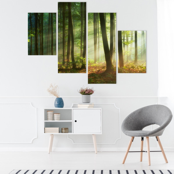 Obraz 4-Częściowy DRZEWA Słońce Pejzaż 3D 80x50cm