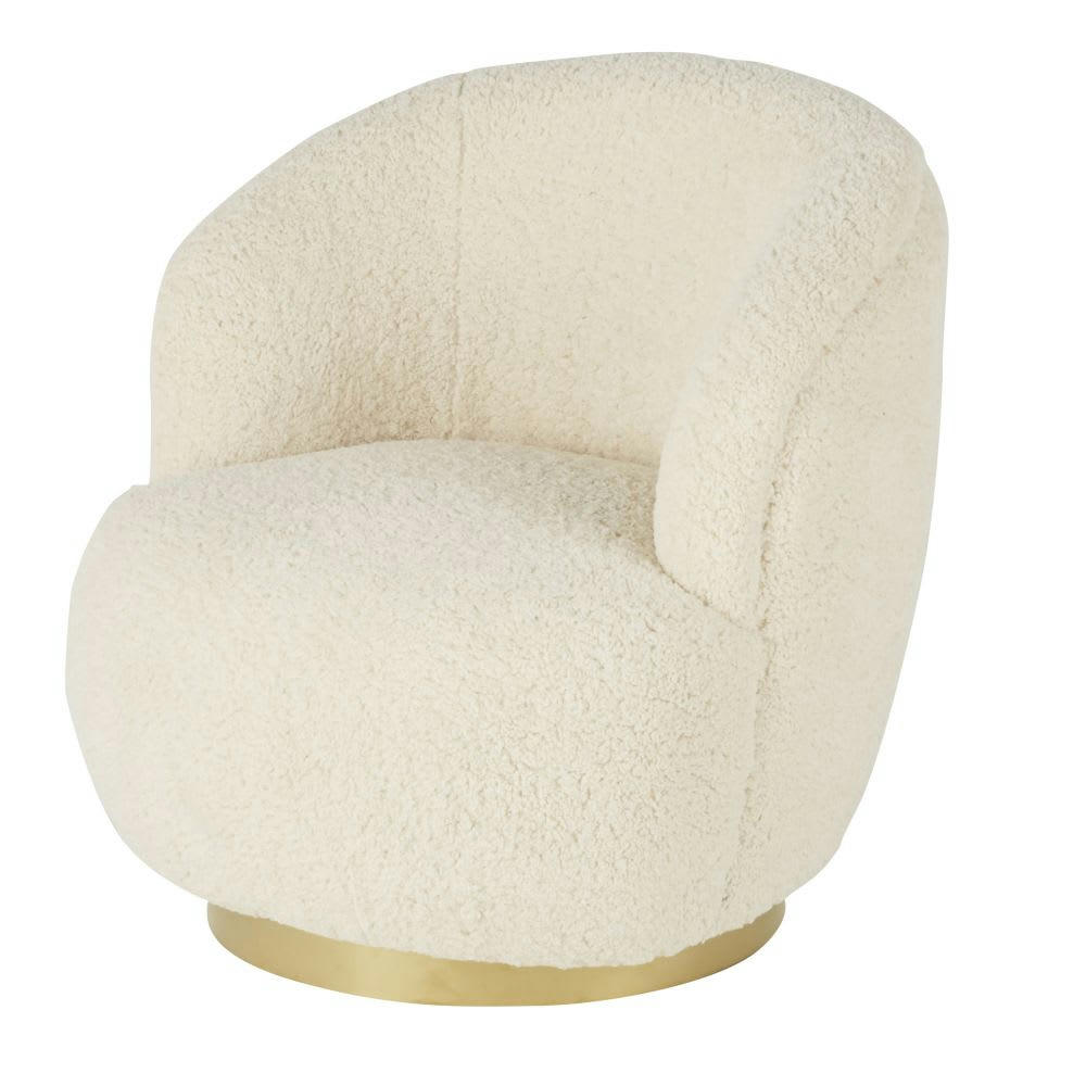 Pulp - Fauteuil pivotant imitation fourrure écrue