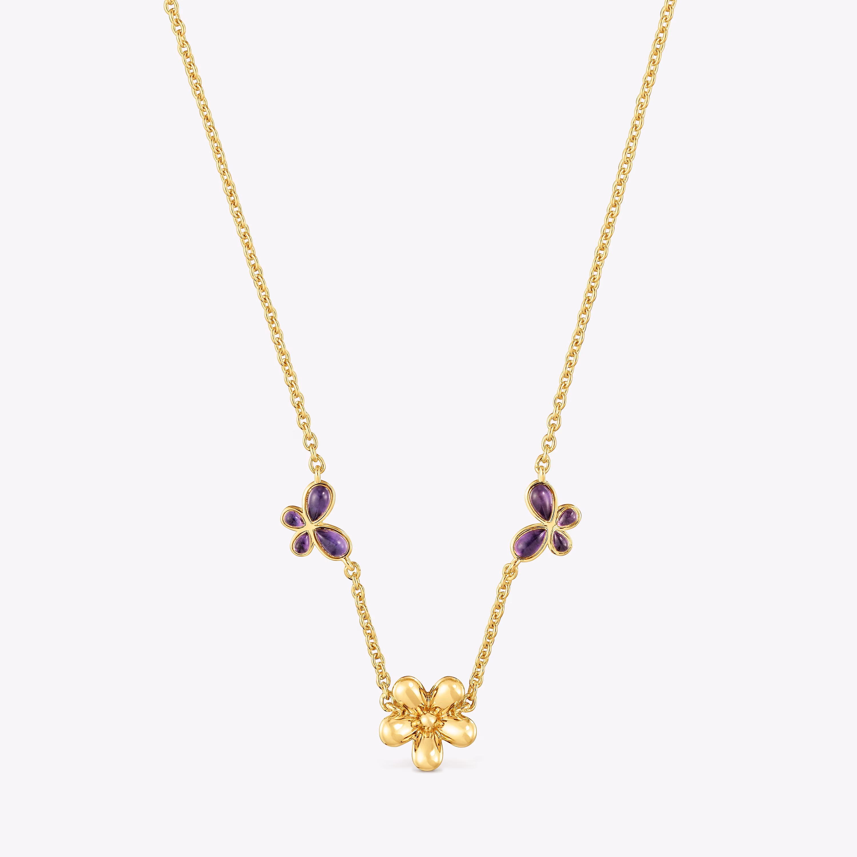 Collar corto con baño de oro de 18 kt sobre plata y amatista Daisy