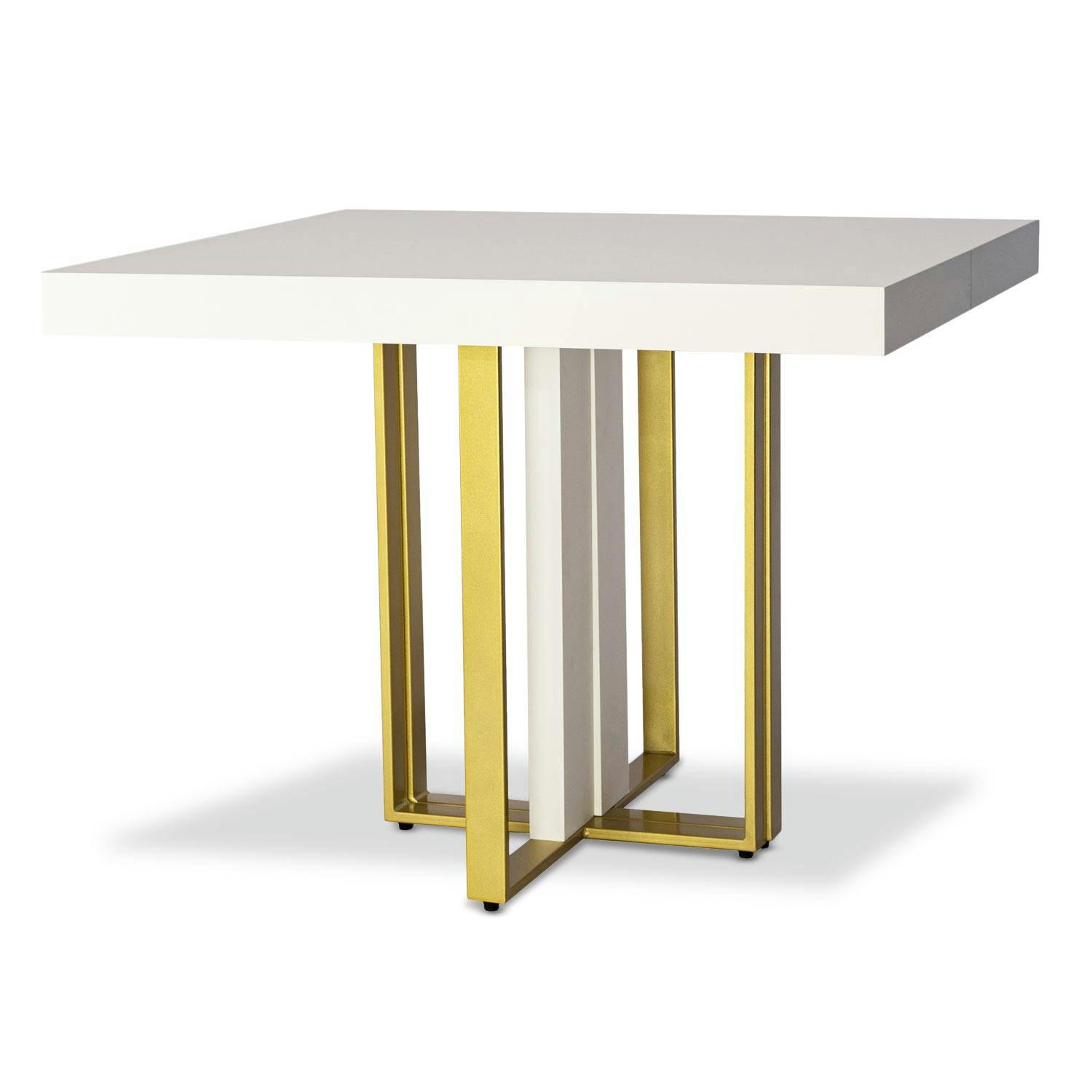 TERESA - Table extensible gold blanc pieds or
