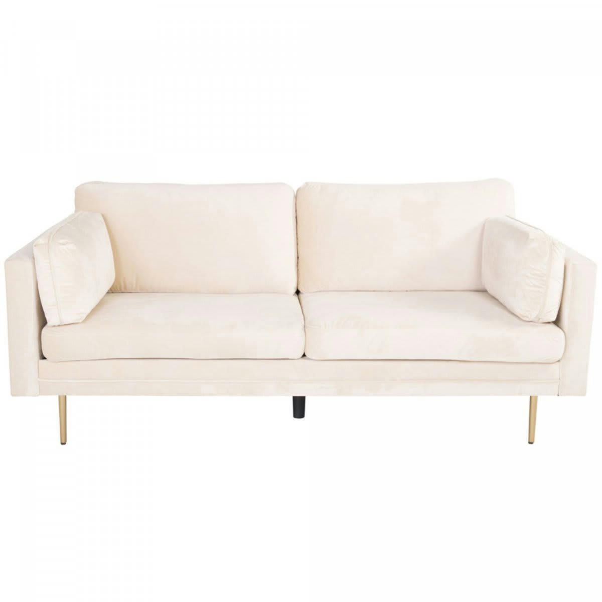 RAFFO - Canapé 3 places en velours et pied en métal beige