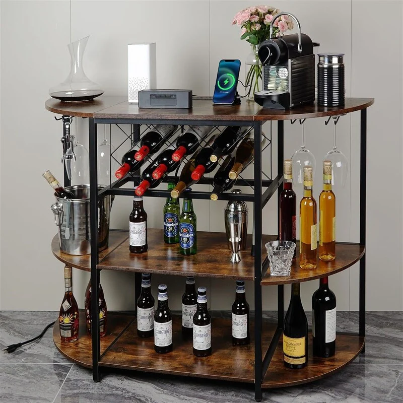 Bar Table Cabinet 4 Tier with Power Outlet - 15.74D x 47.2W x 35.4H