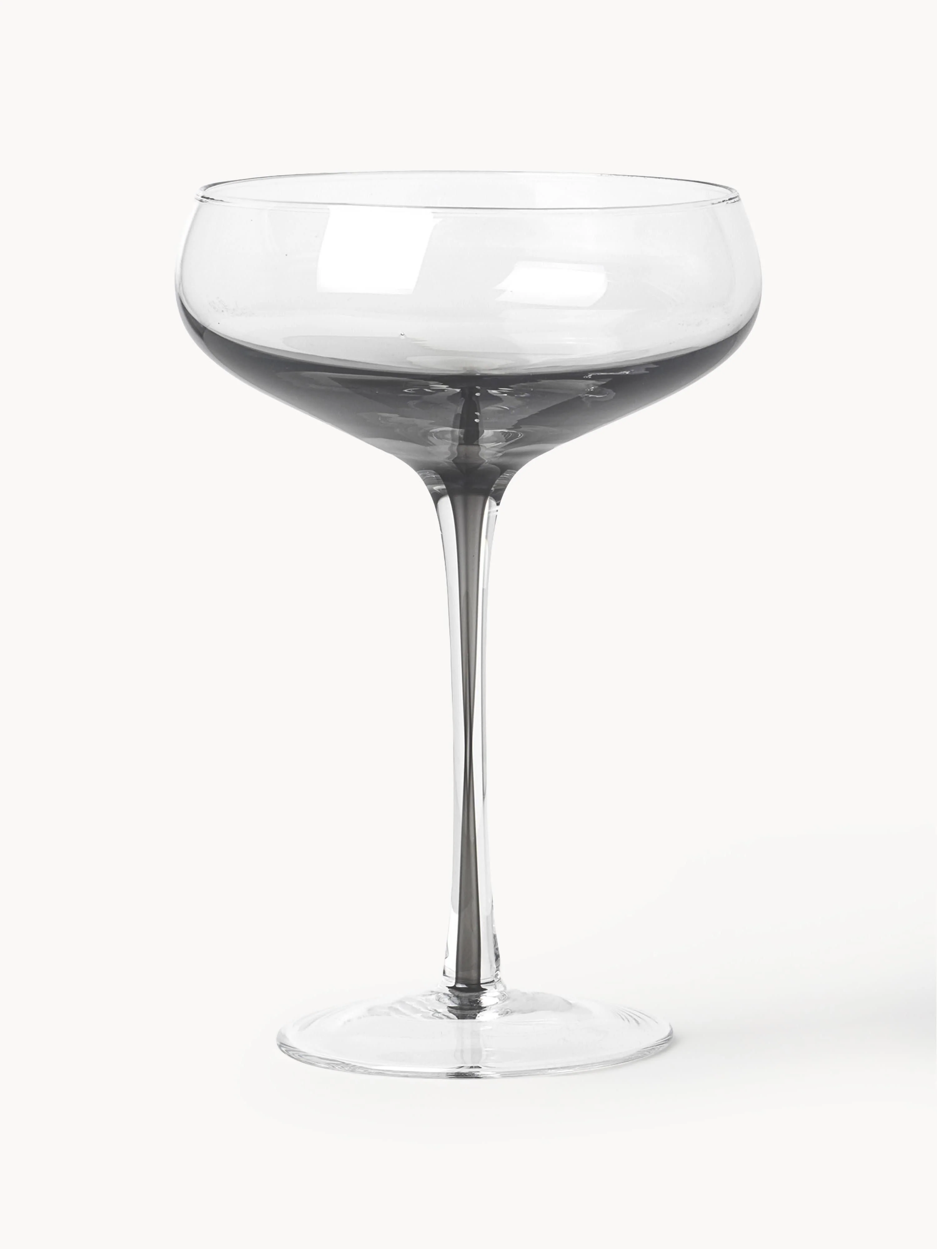 Mundgeblasene Champagnerschalen Smoke mit Farbverlauf, 4er-Set