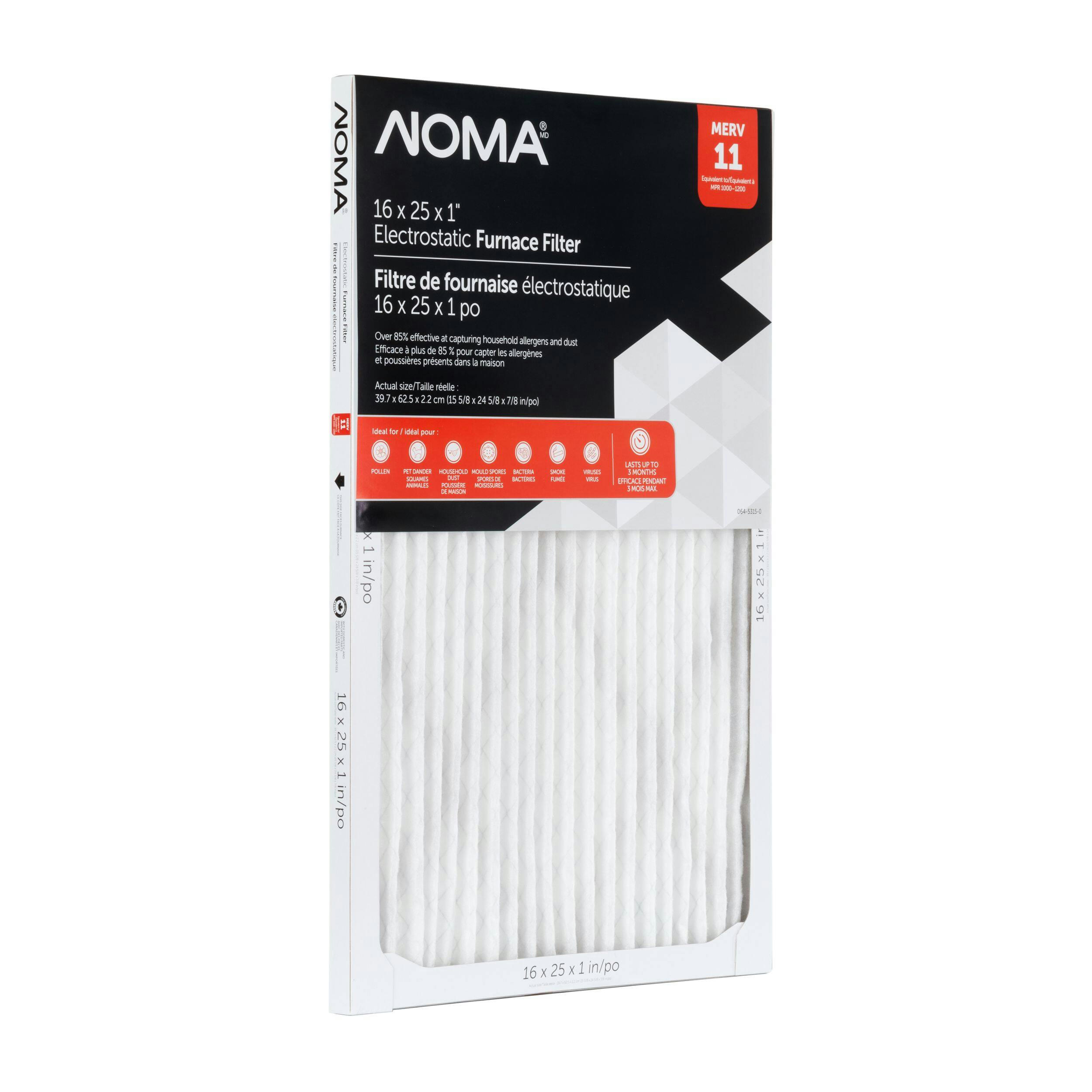 NOMA MERV 11 Electrostatic Furnace Air Filter, 16 x 25 x 1-in, 1-pk