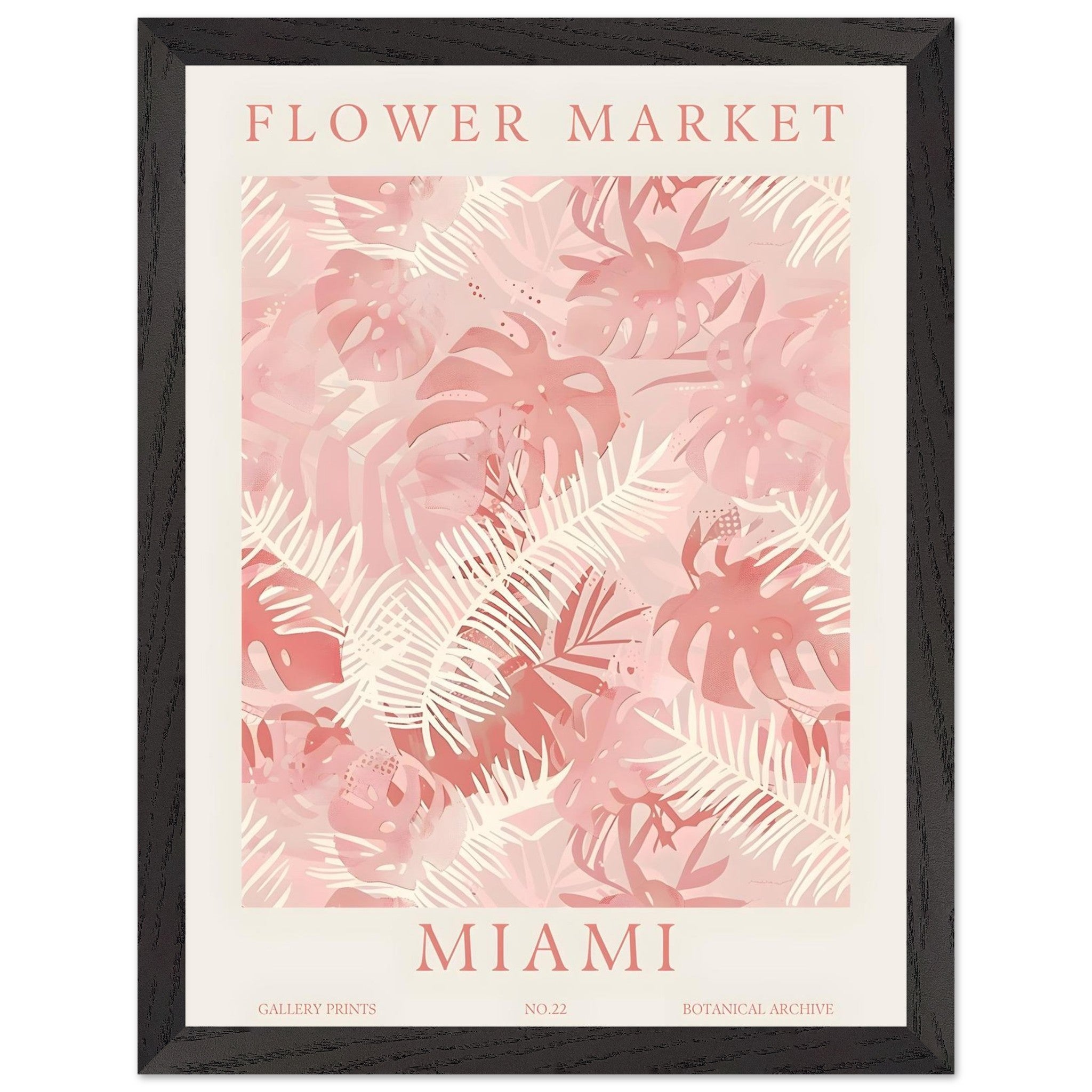 Artfulprints Poster met Lijst Flower market - Miami  - 30x40 cm - Roze