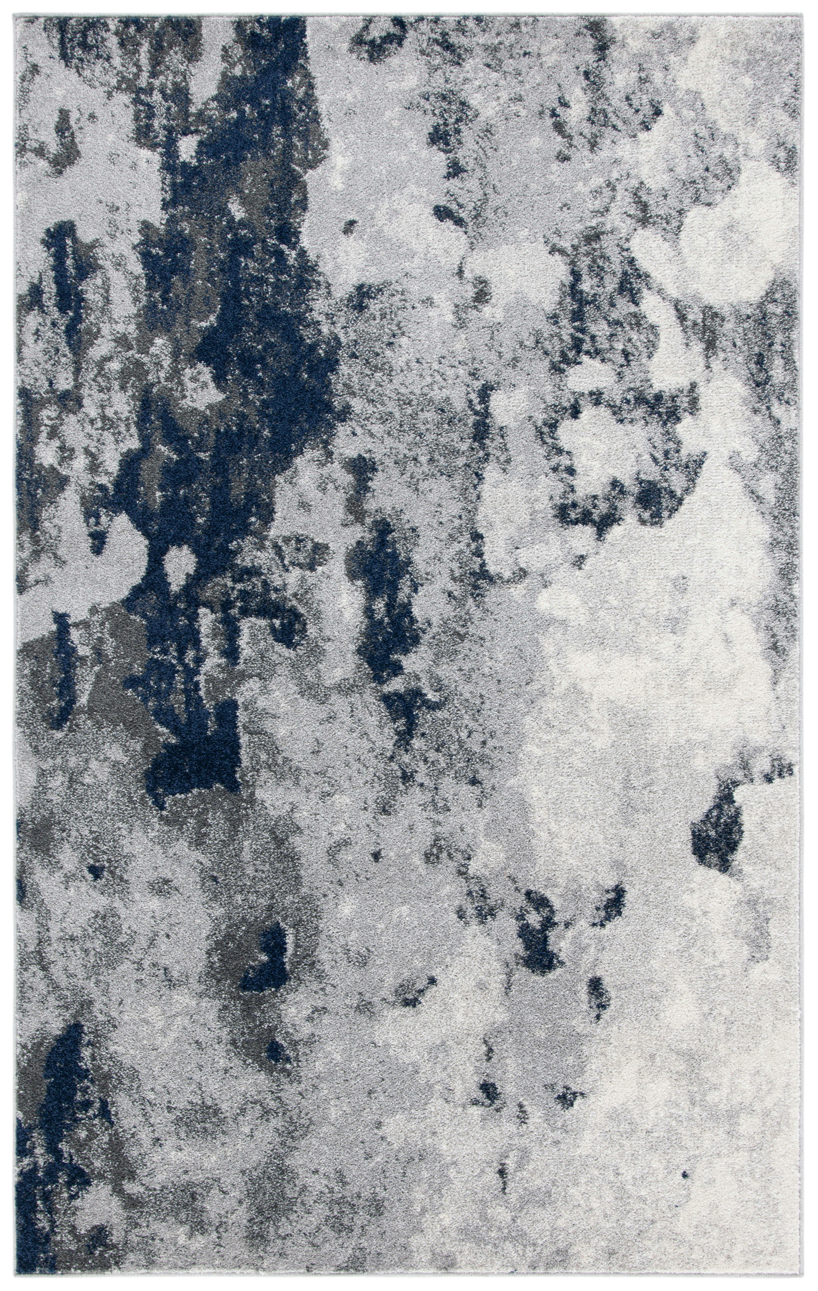 ADIRONDACK - Tapis de salon interieur en bleu marine & gris, 91 x 152 cm