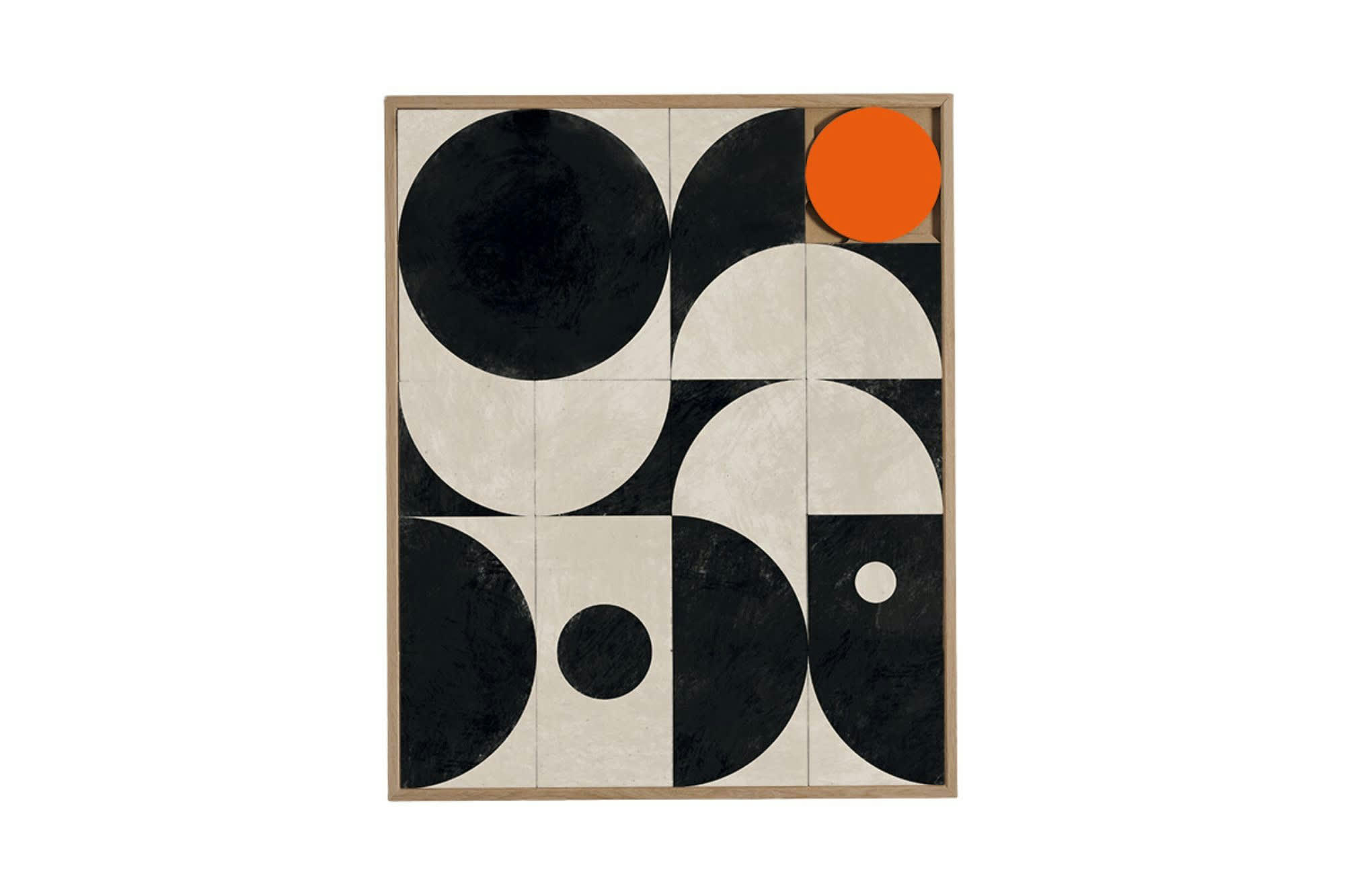 ECLIPSE - Tableau en bois taquin graphique noir et blanc 63 x 78