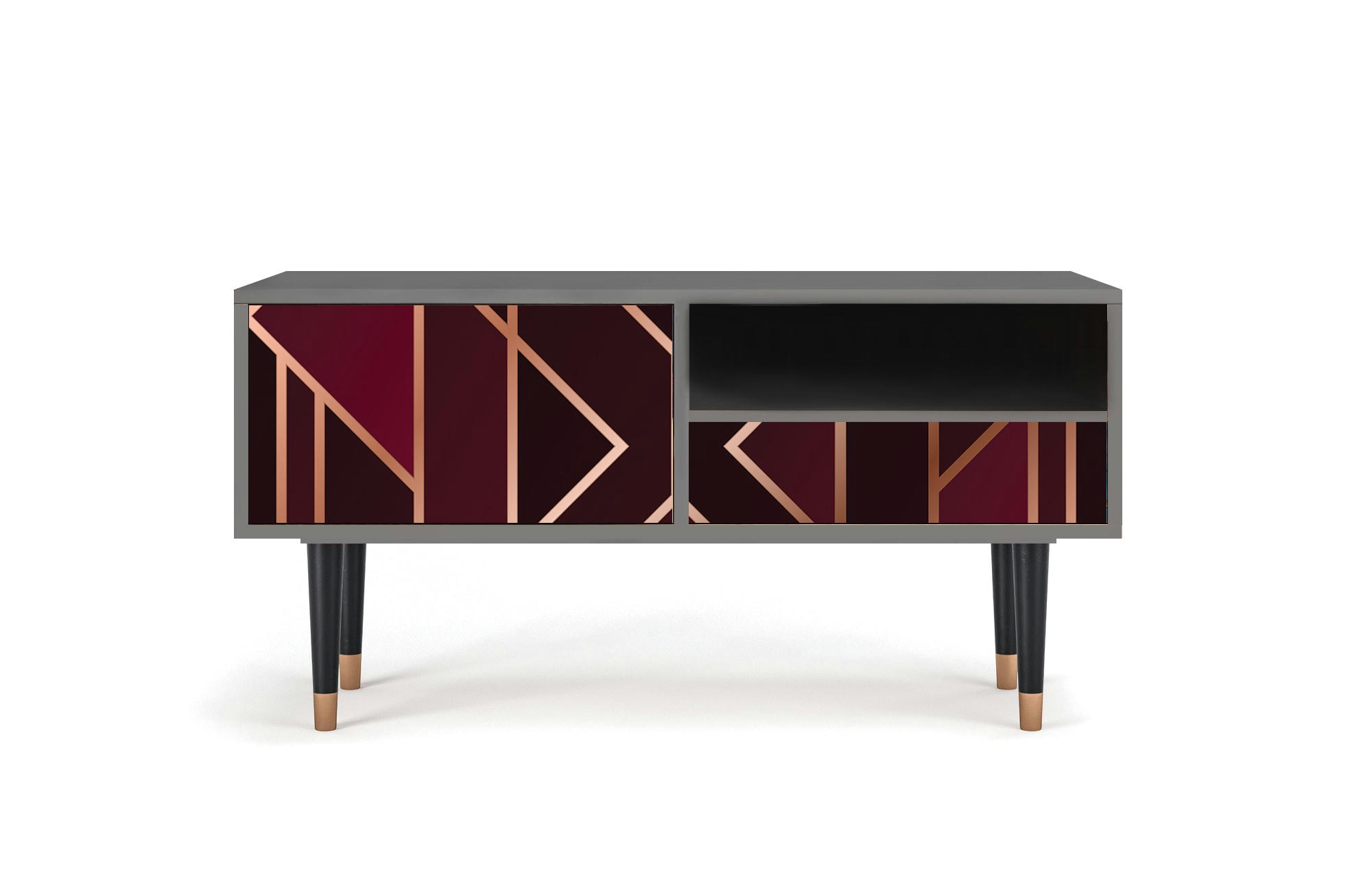 BURGUNDY JEWELERY - Meuble TV  bordeaux 1 tiroir et 1 porte L 115 cm