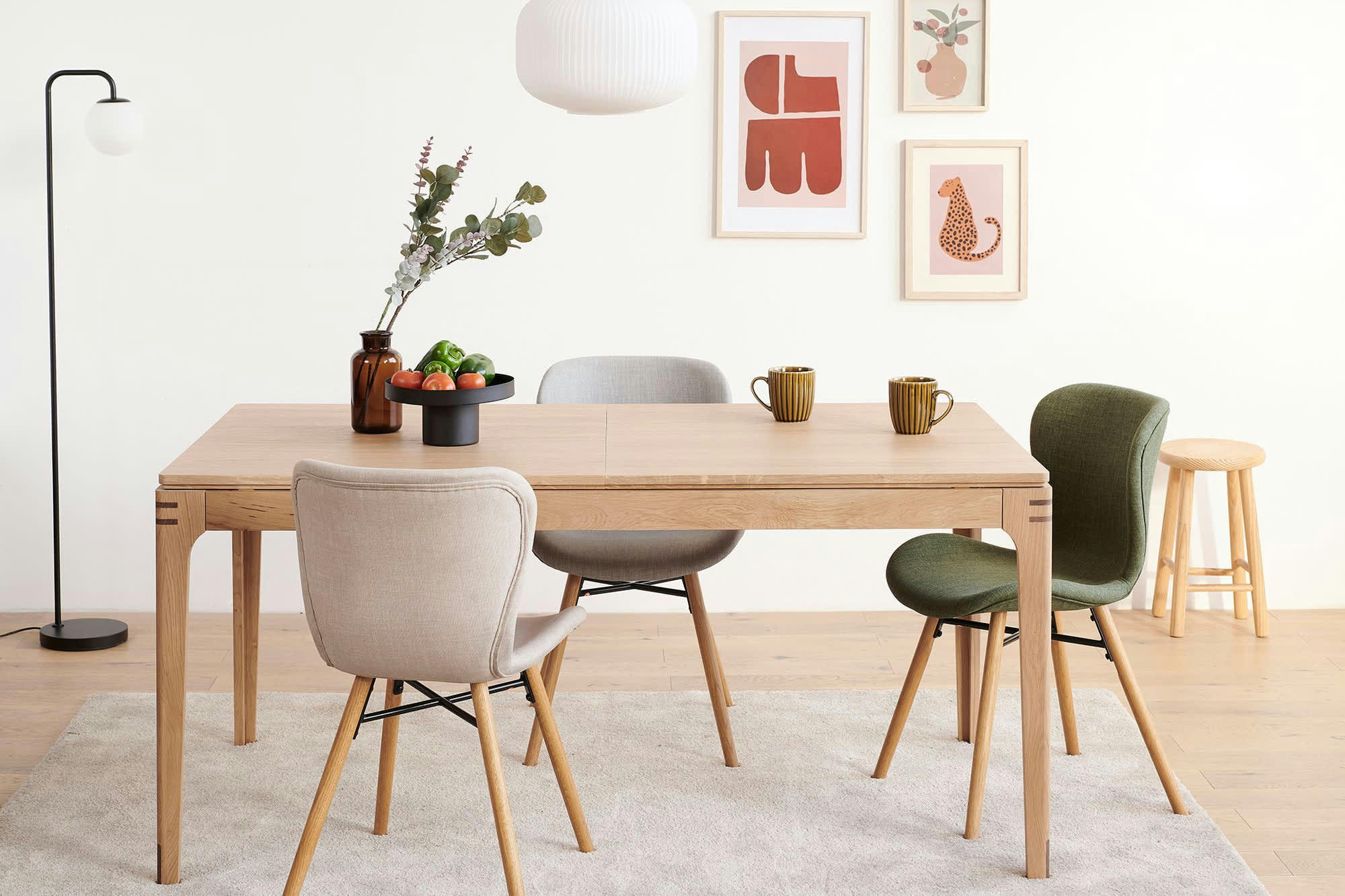 MATILDA - Lot de 2 chaises tissu et bois chêne