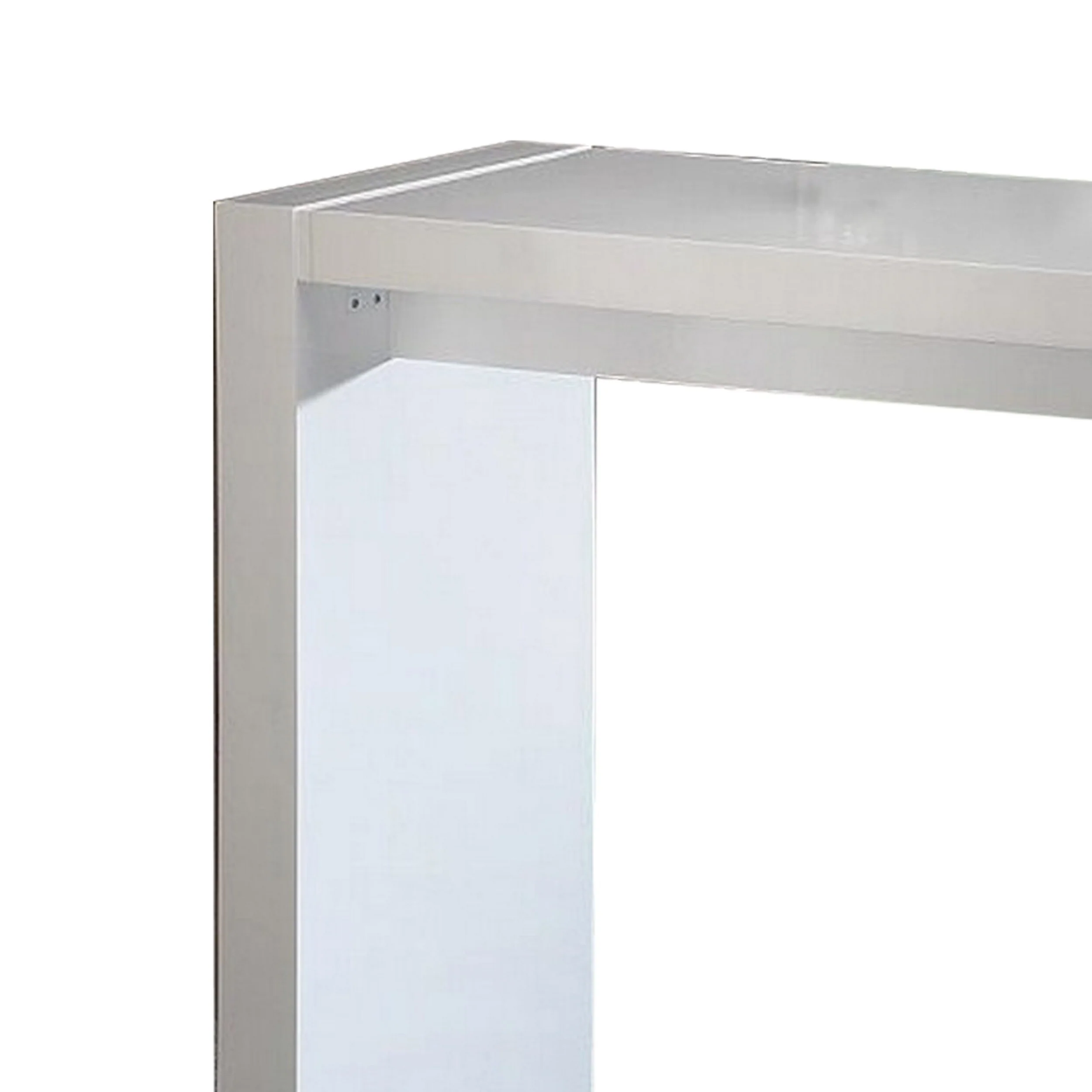 Joey 60 Inch Modern Bar Table, Lacquered White Finish, Composite Wood Frame