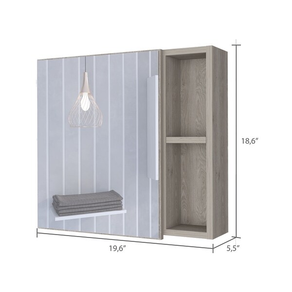 Bathroom Medicine Cabinet, Three Internal Shelves, Single Door, Two External Shelves