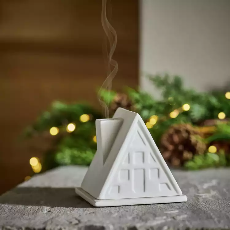 Habitat Ceramic House Shaped Incense Holder - White