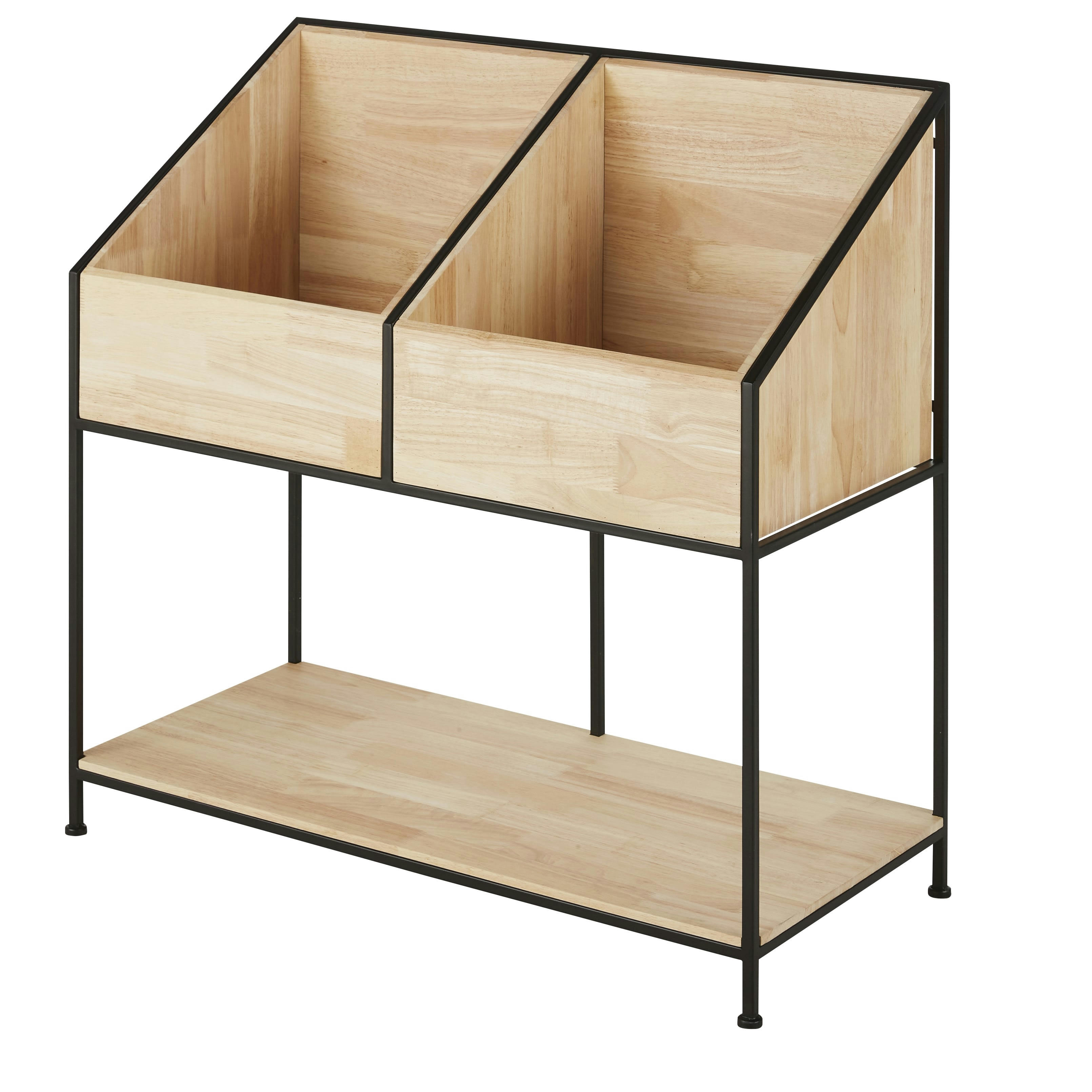 JIMMY - Meuble de rangement vinyle en bois de sapin et fer recyclé noir